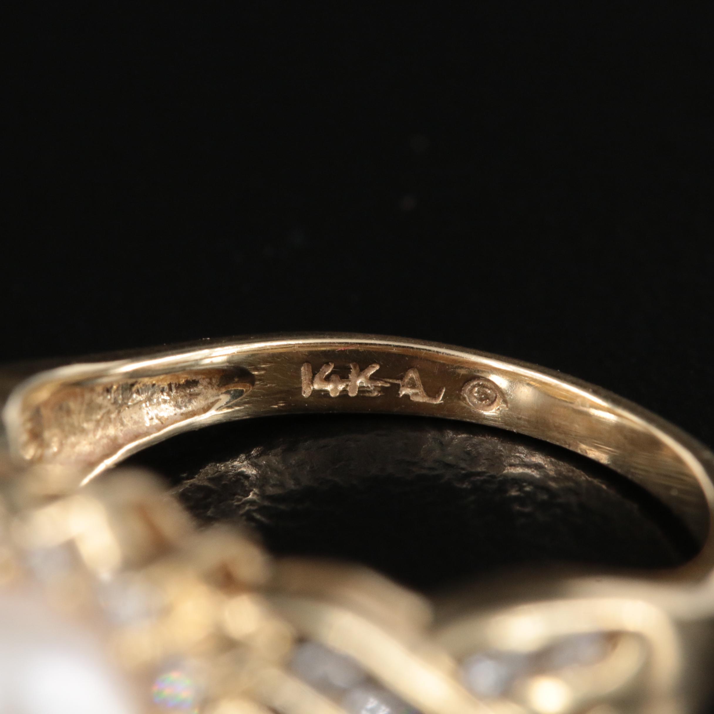 14K Pearl and Diamond Ring