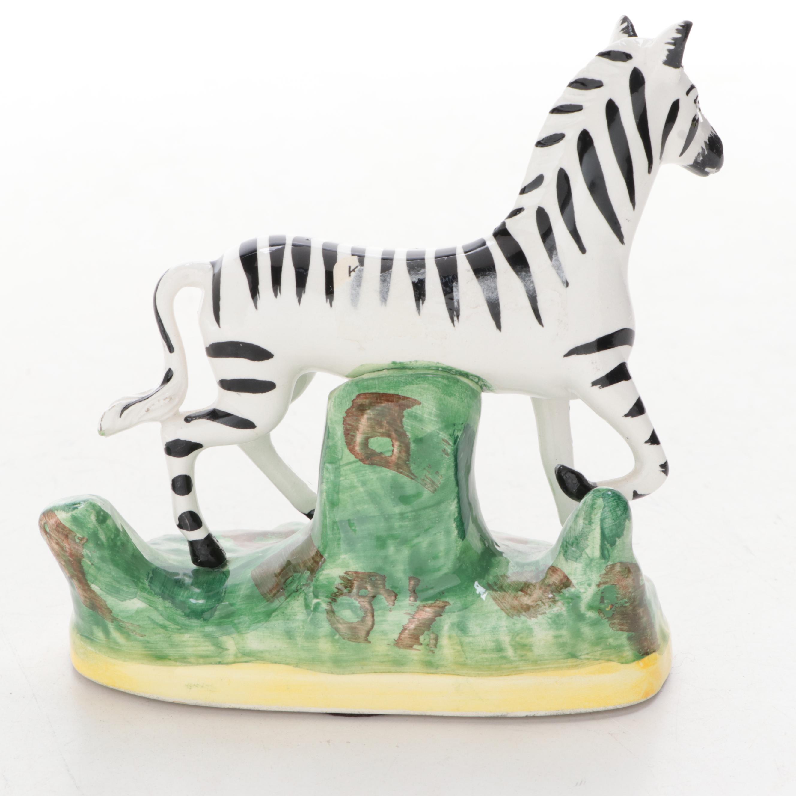Jeanne Reed Italian Pottery Staffordshire Style Zebra