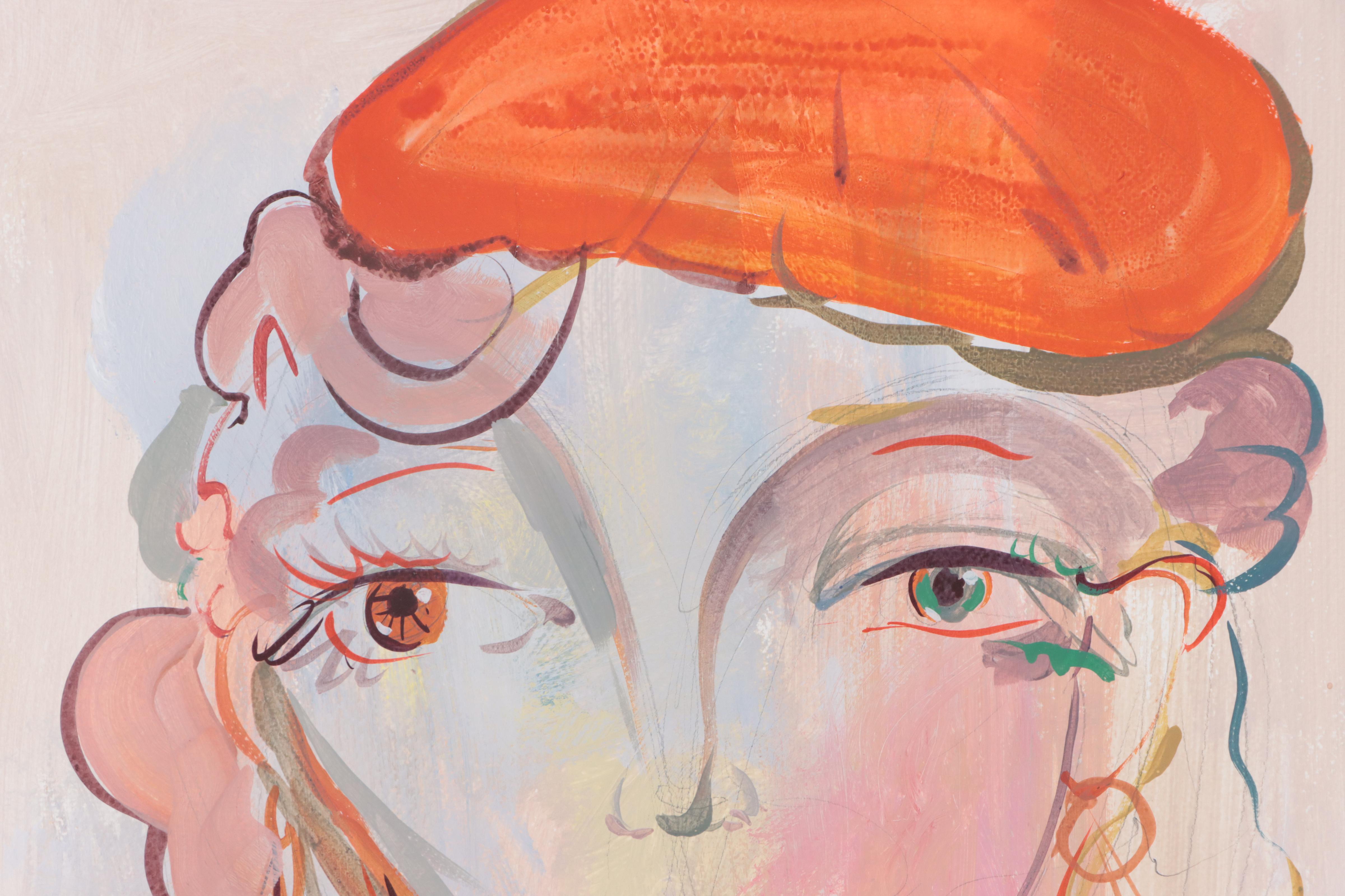 Dan Sabau Acrylic Painting "Raspberry Beret," 2023