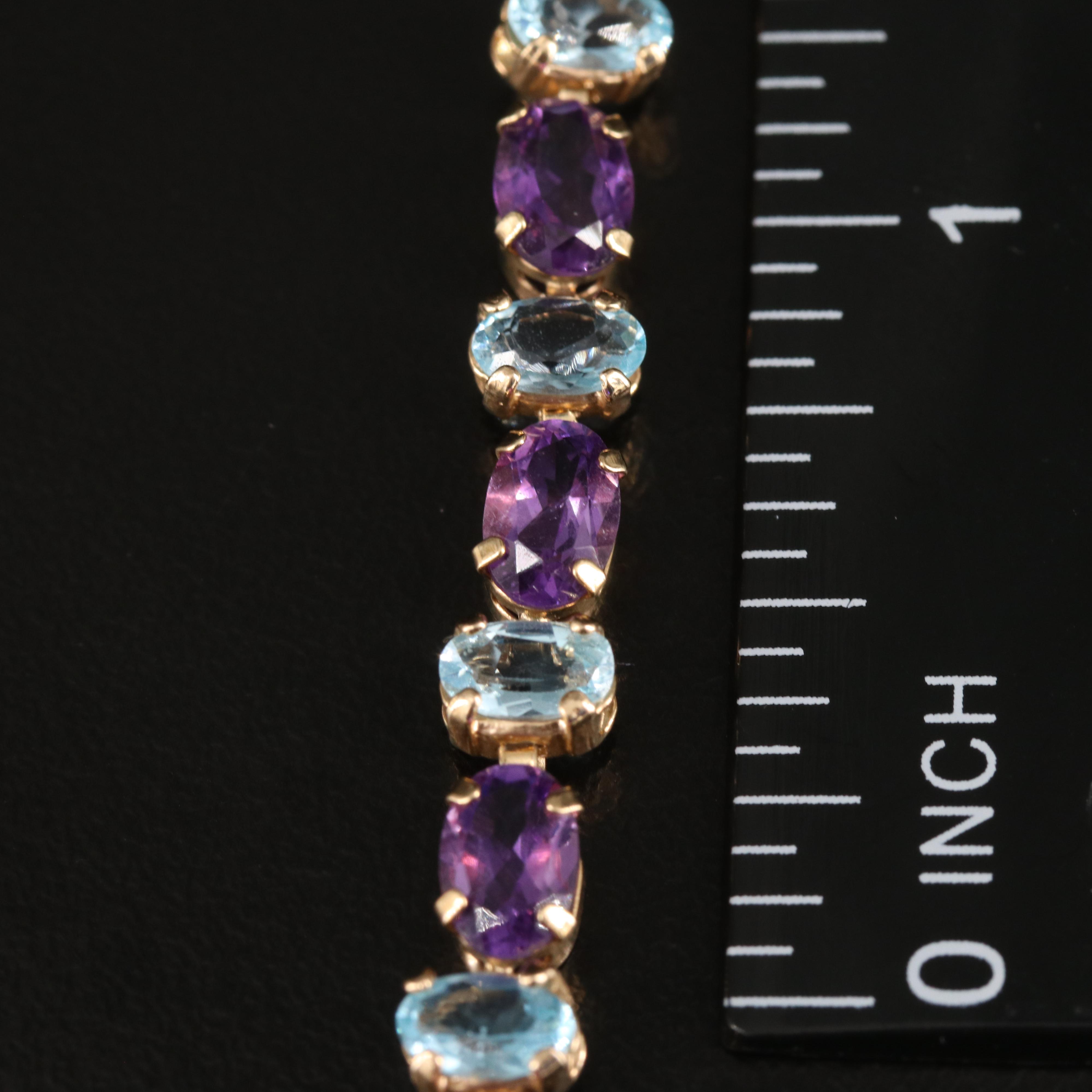 14K Amethyst and Swiss Blue Topaz Bracelet