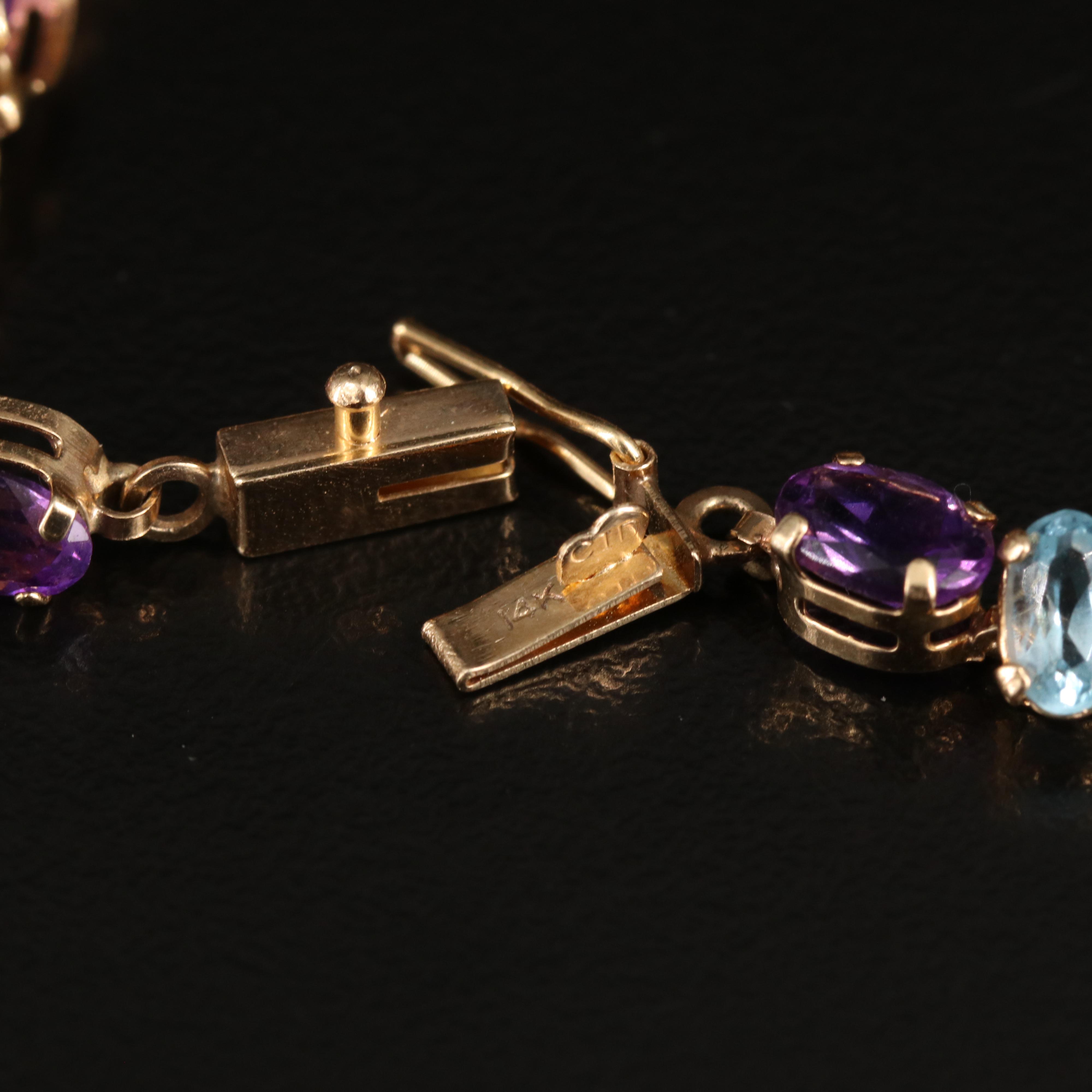14K Amethyst and Swiss Blue Topaz Bracelet
