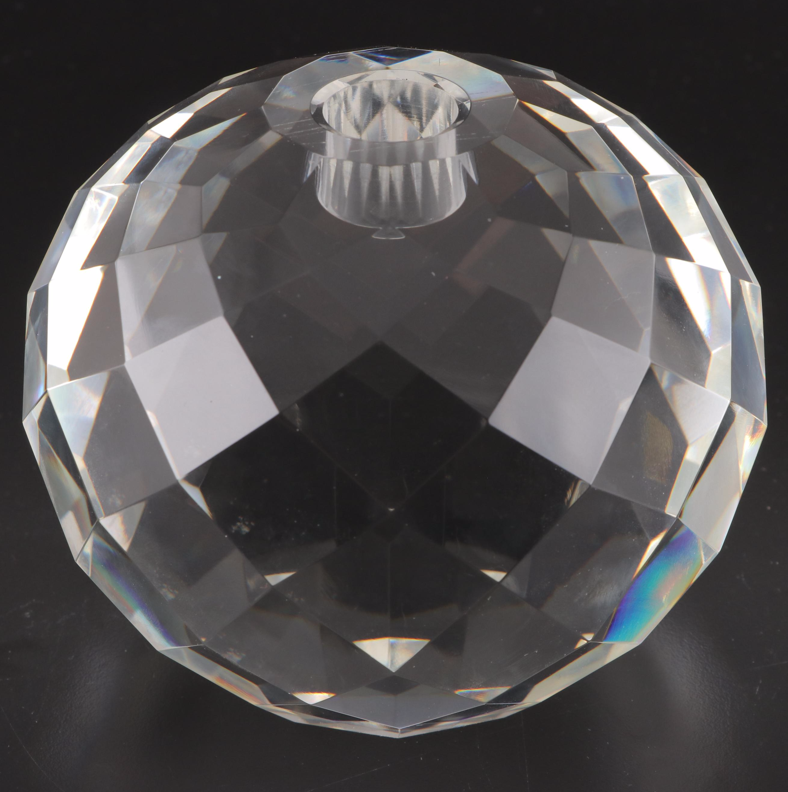 Mats Jonasson Swedish Bird Crystal Paperweight With Other and Taper Holder