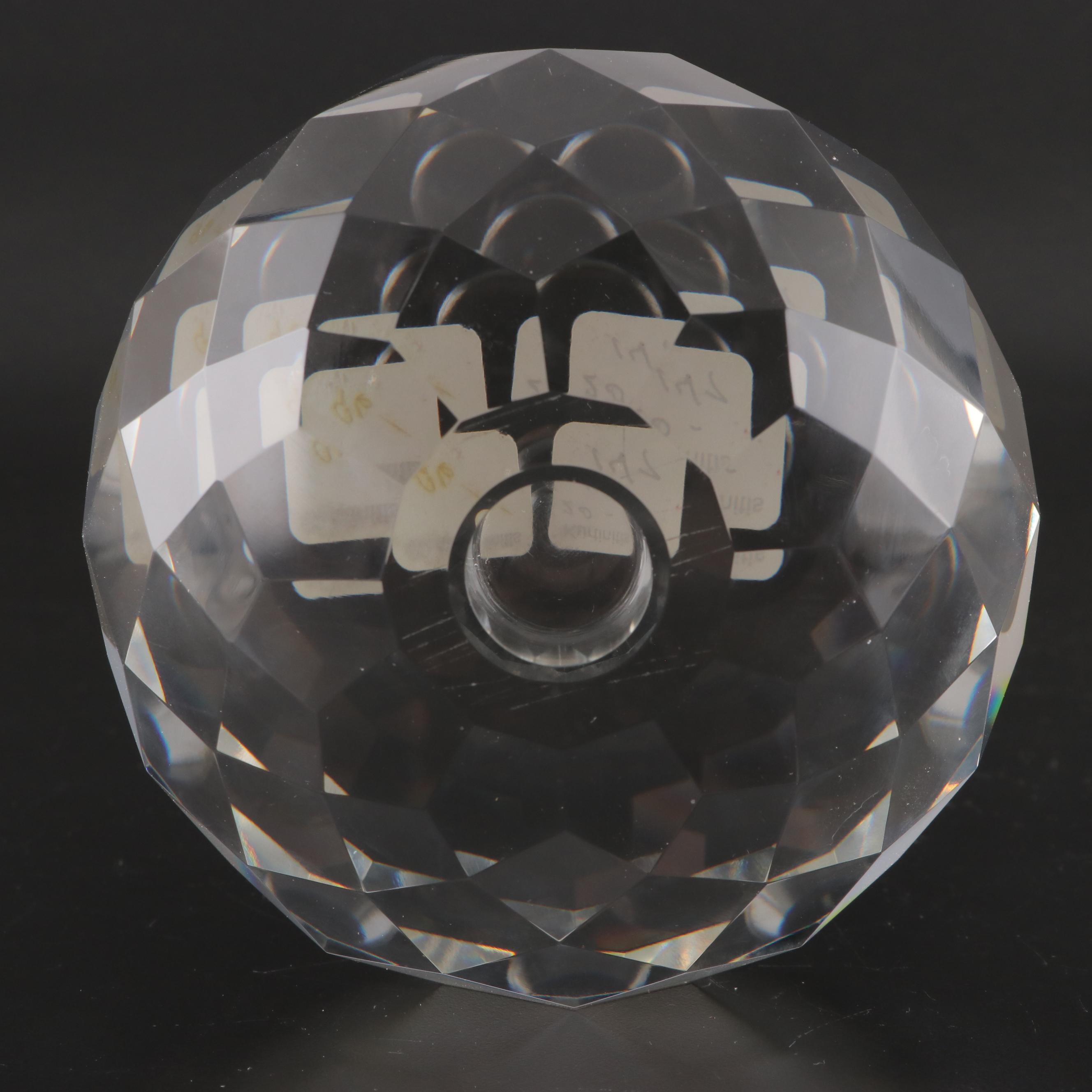 Mats Jonasson Swedish Bird Crystal Paperweight With Other and Taper Holder