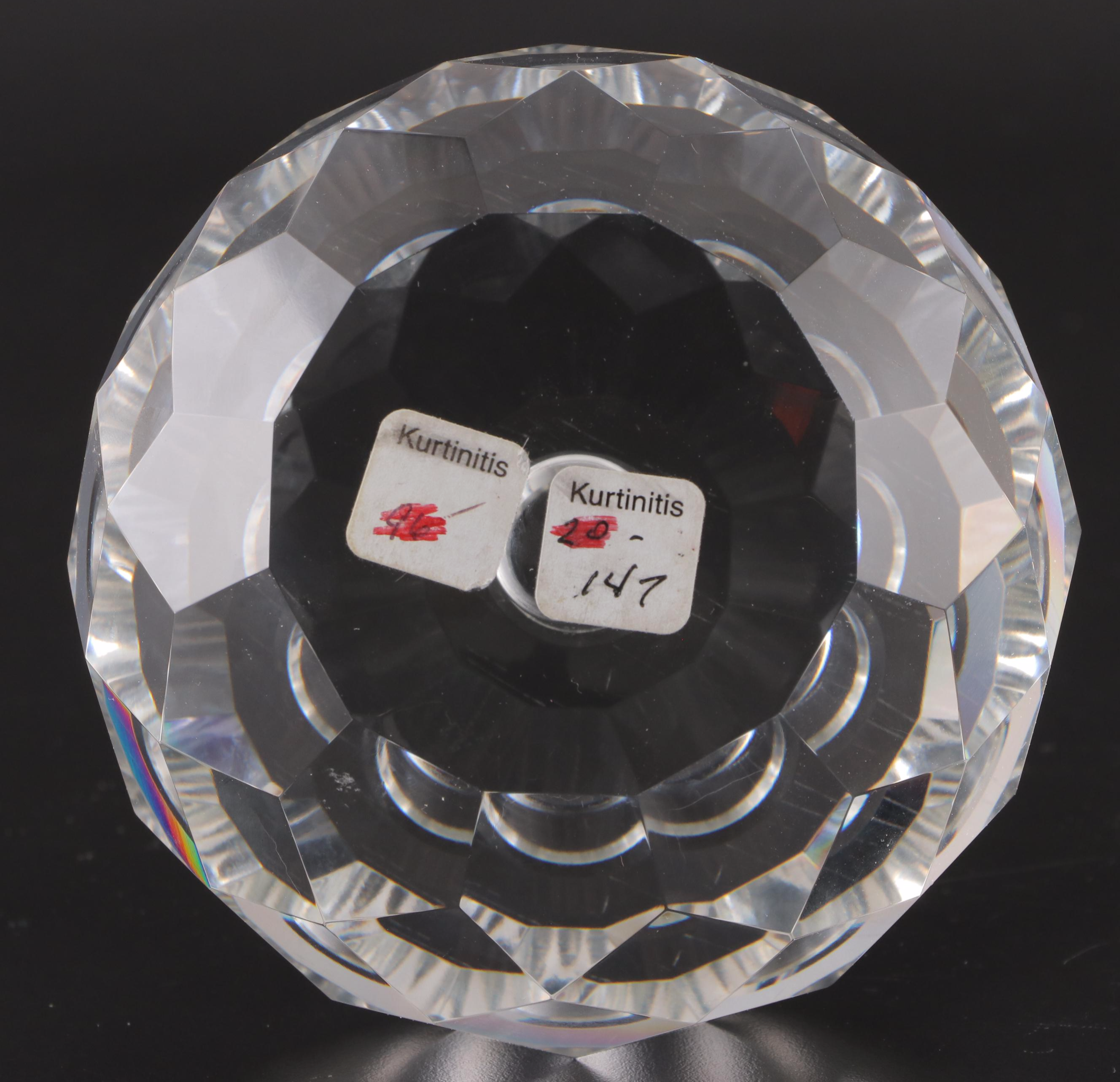 Mats Jonasson Swedish Bird Crystal Paperweight With Other and Taper Holder