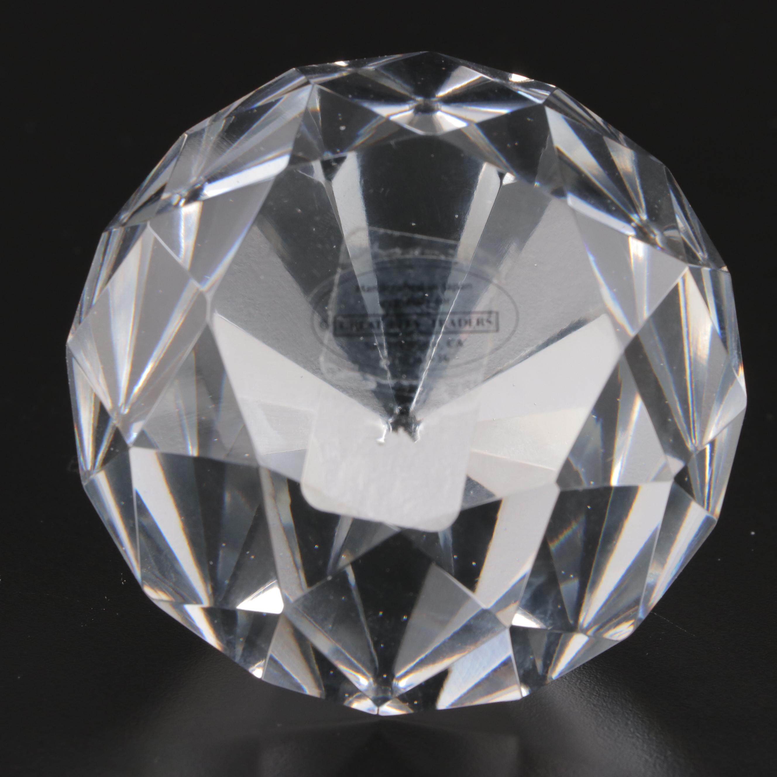 Mats Jonasson Swedish Bird Crystal Paperweight With Other and Taper Holder