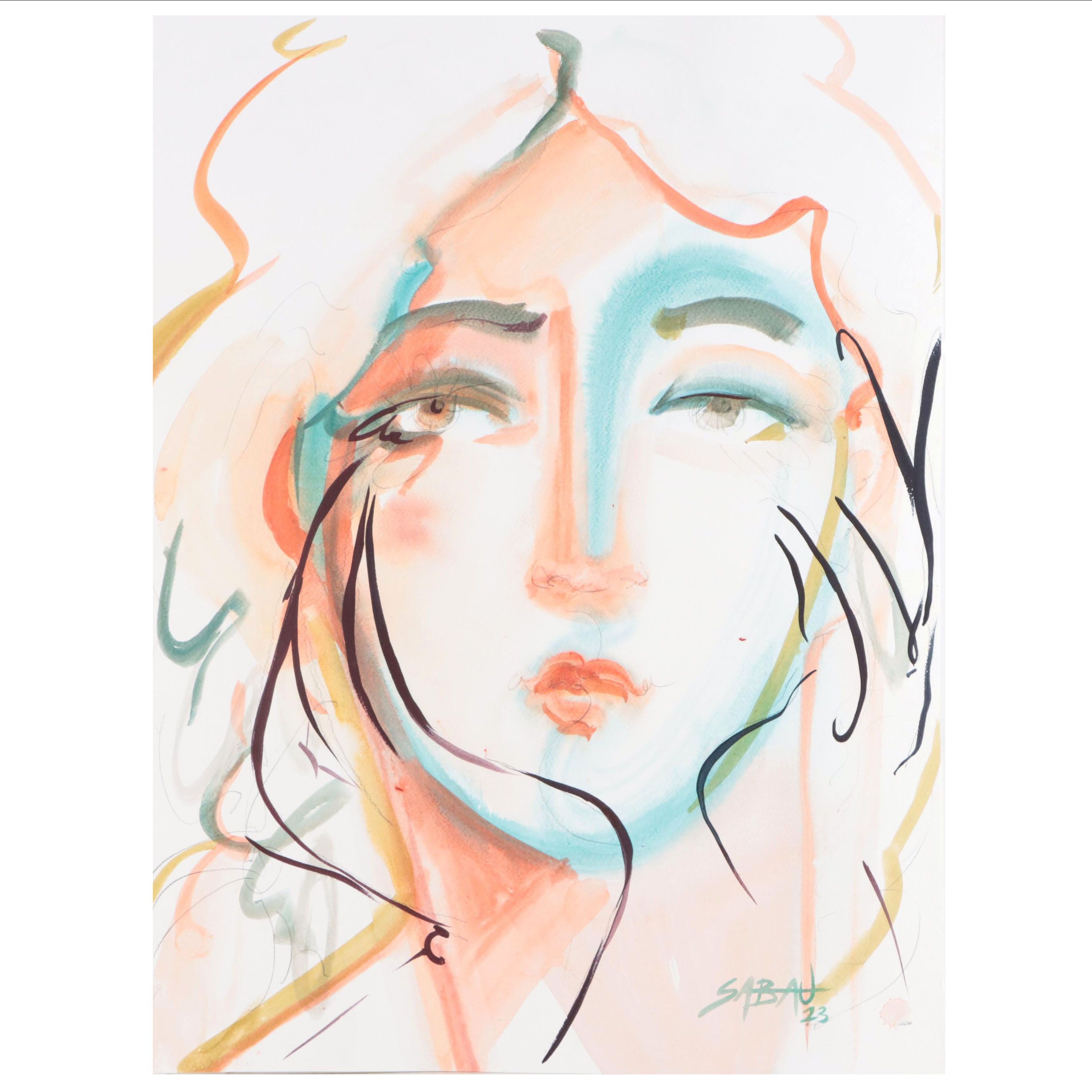 Dan Sabau Watercolor Painting "Watching the Rain," 2023