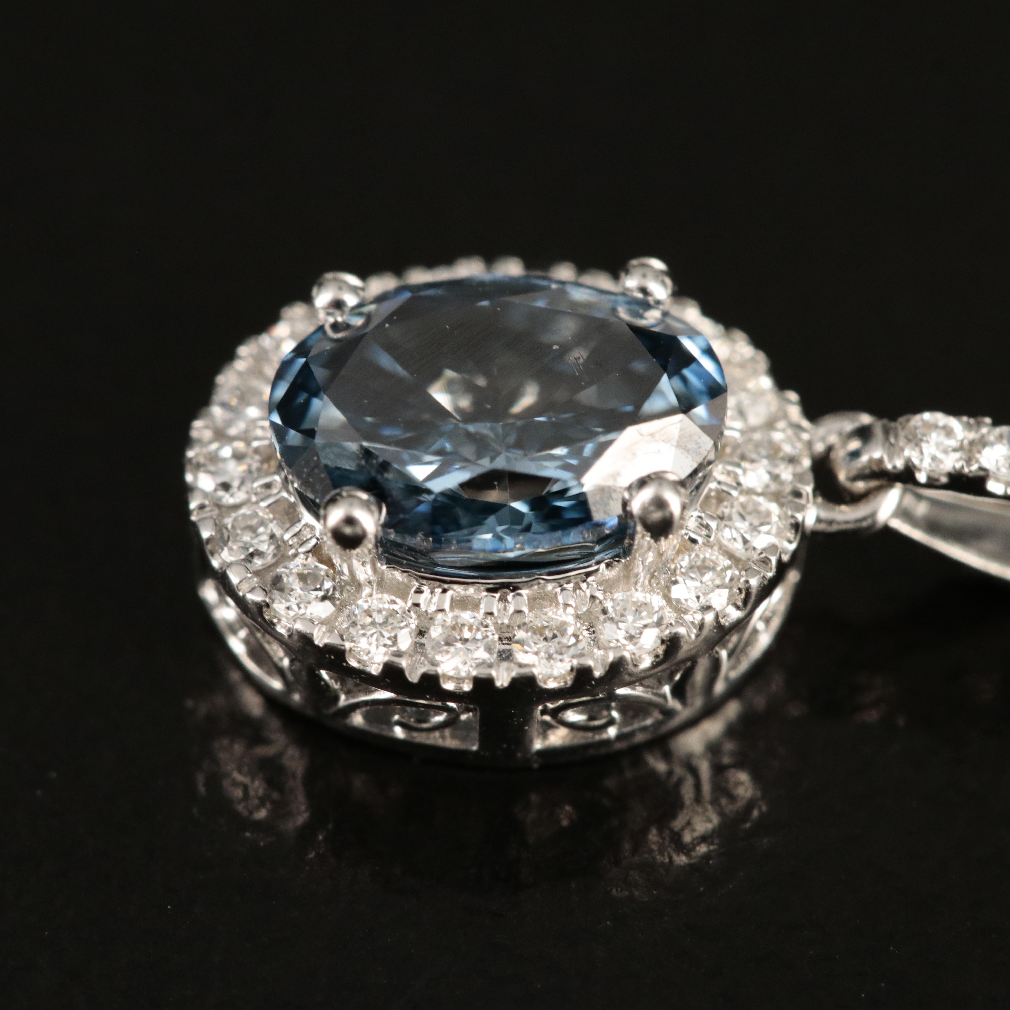 14K 0.72 CTW Lab Grown Diamond Halo Pendant Necklace