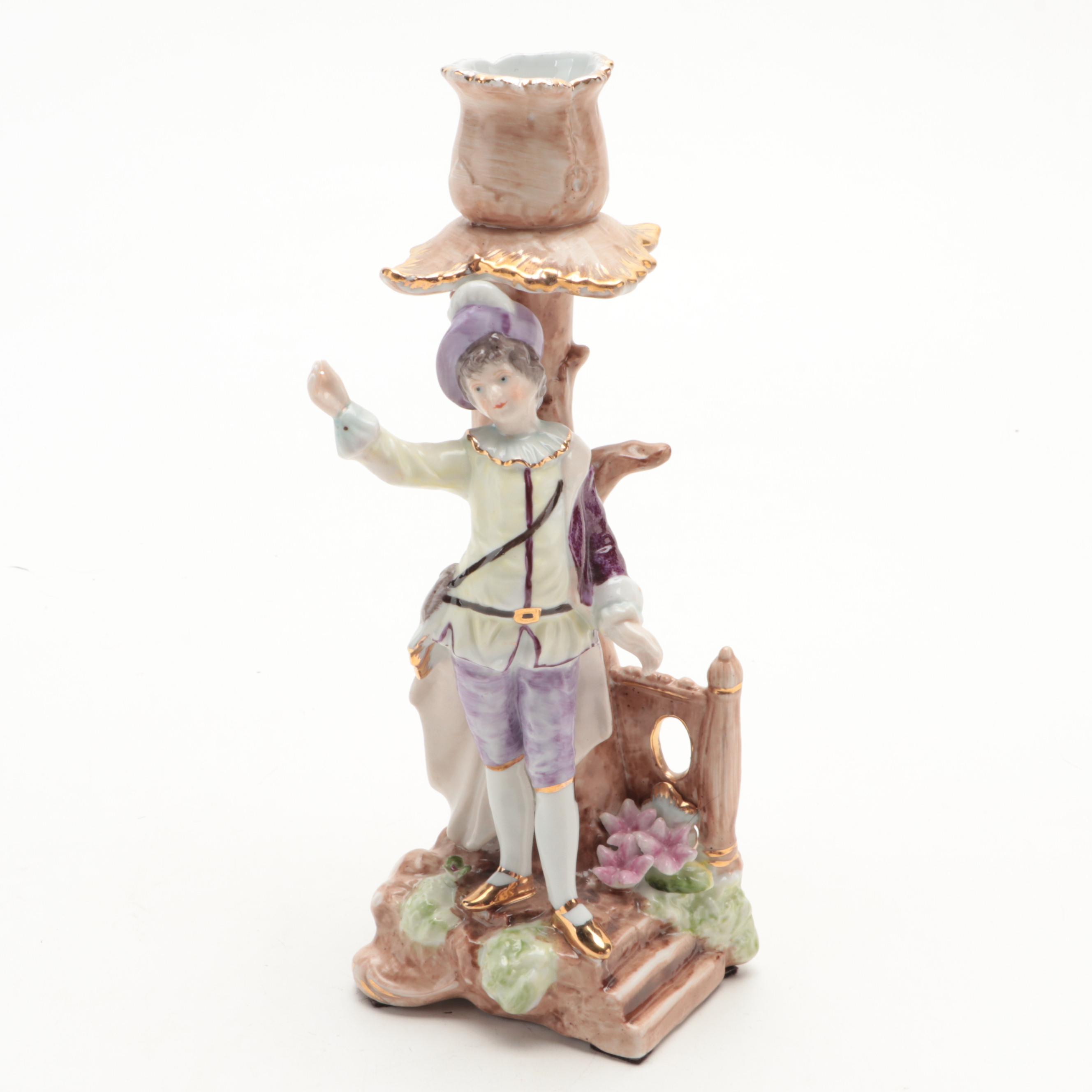 Dresden Style Porcelain Figural Candlesticks