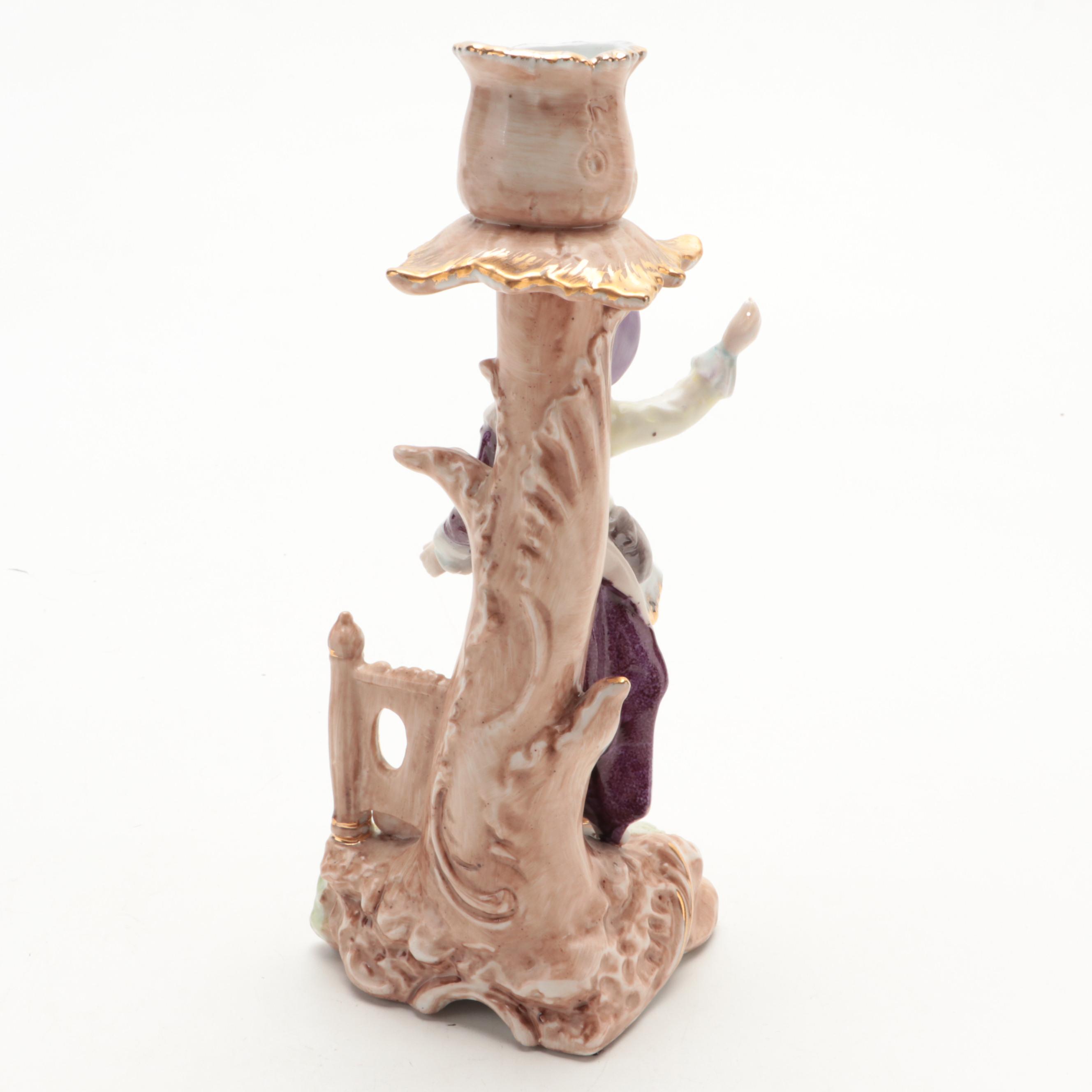 Dresden Style Porcelain Figural Candlesticks