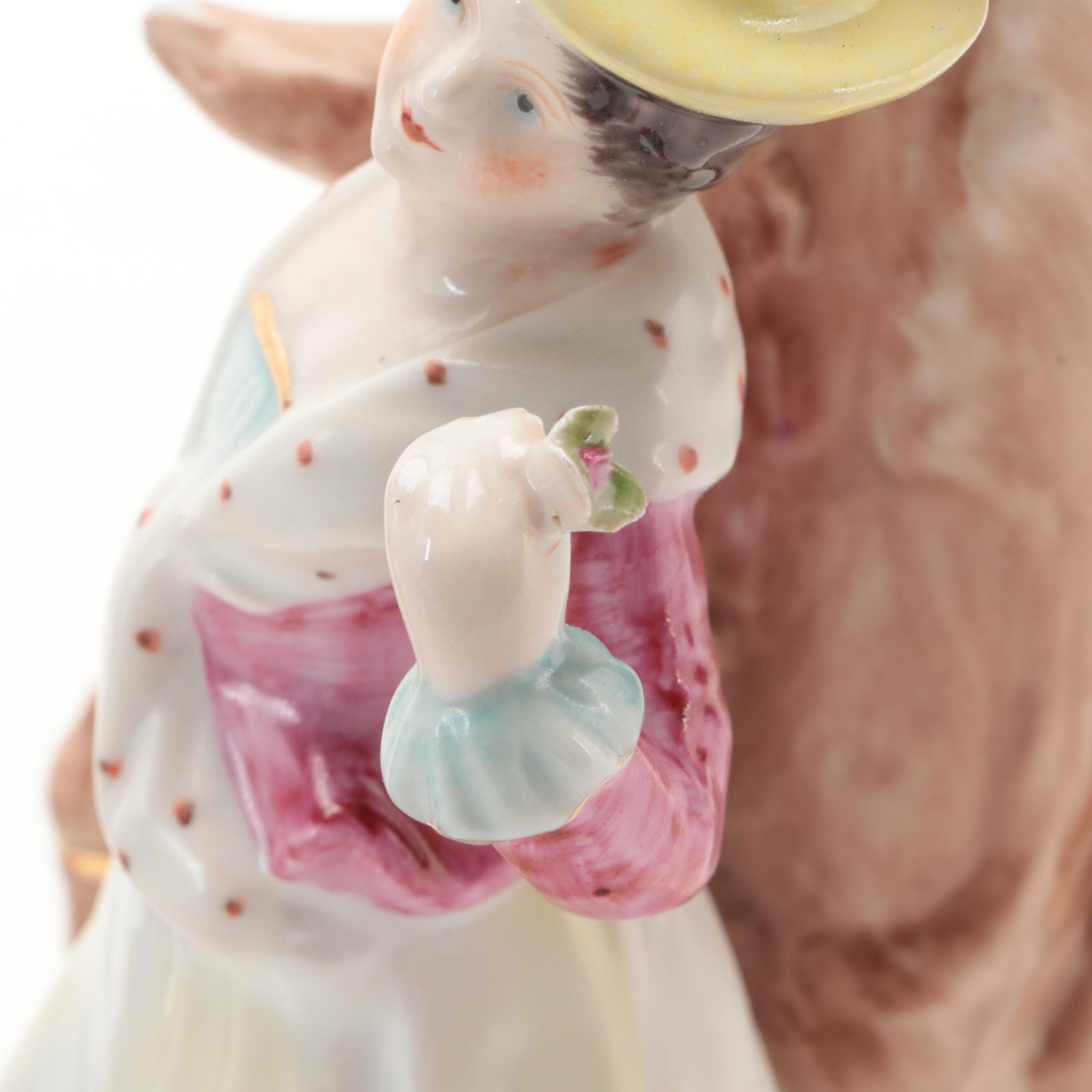 Dresden Style Porcelain Figural Candlesticks