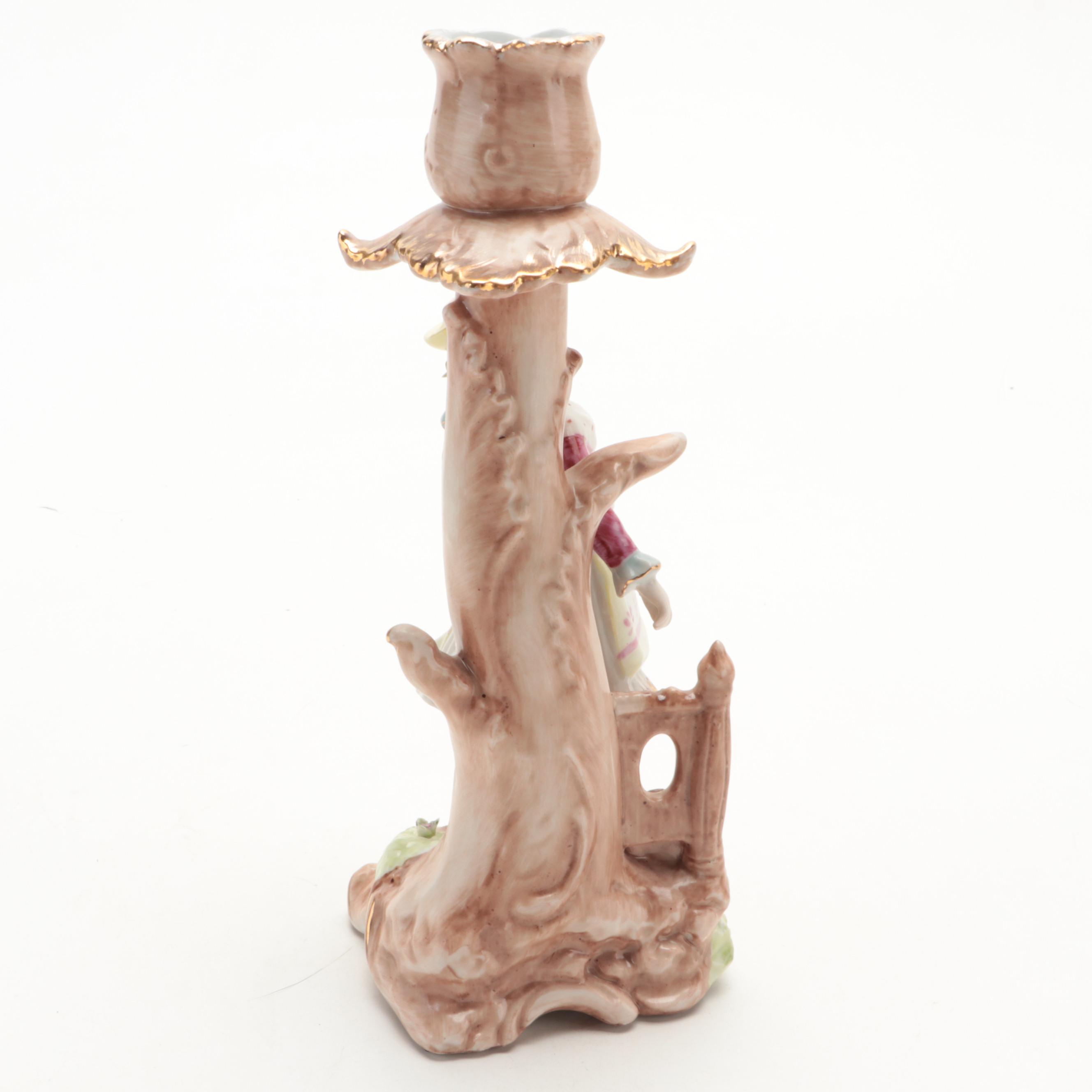 Dresden Style Porcelain Figural Candlesticks