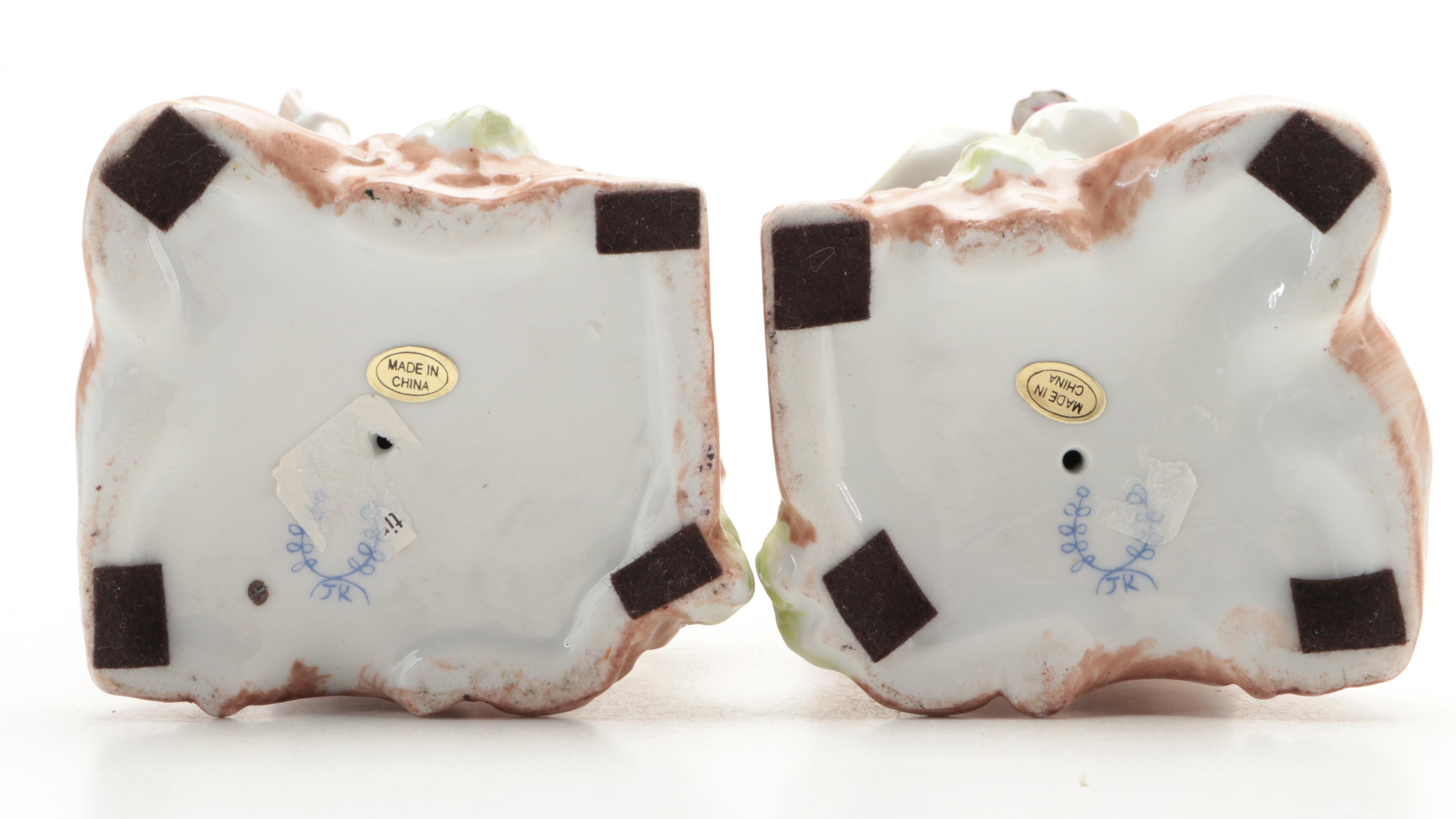 Dresden Style Porcelain Figural Candlesticks