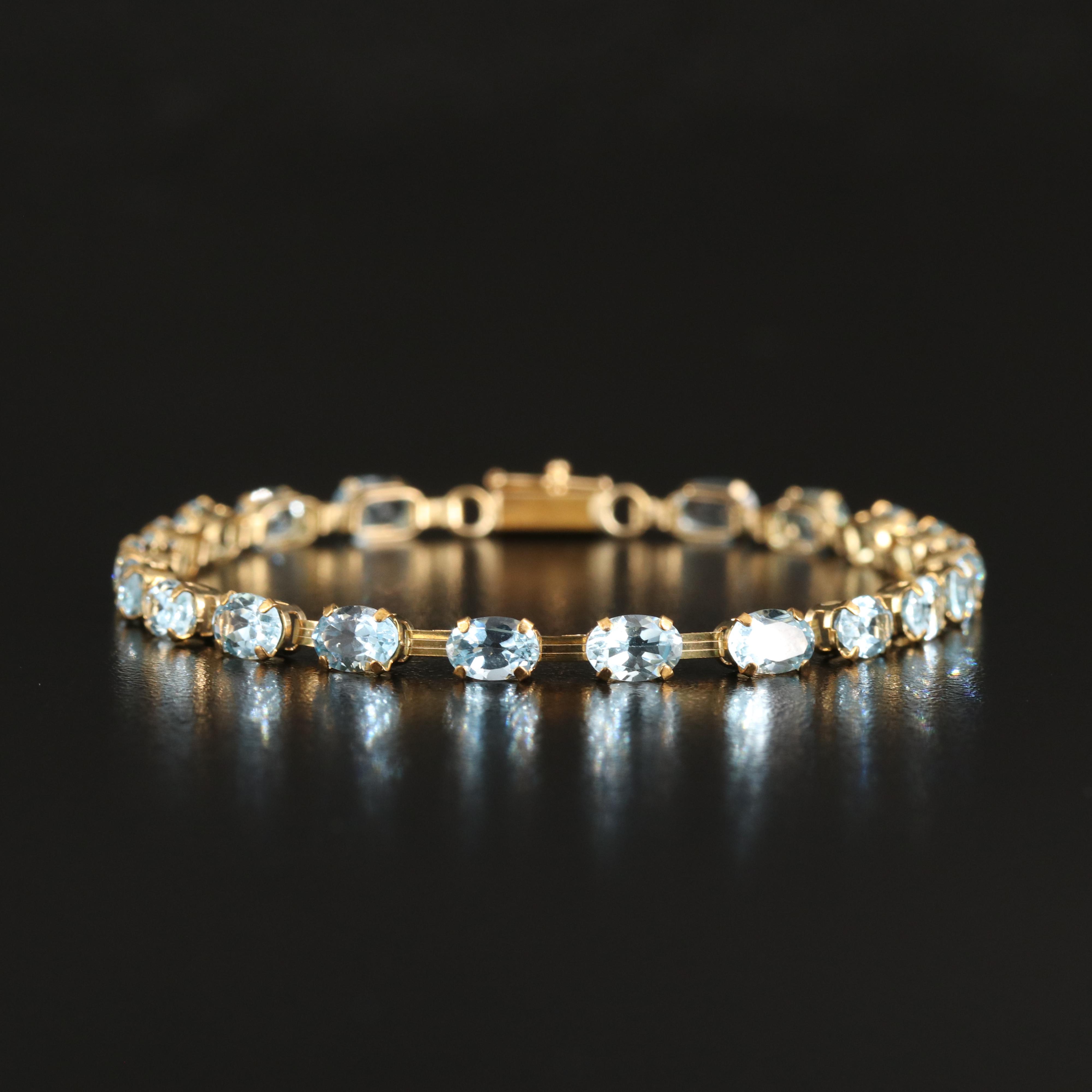 10K Swiss Blue Topaz Line Bracelet