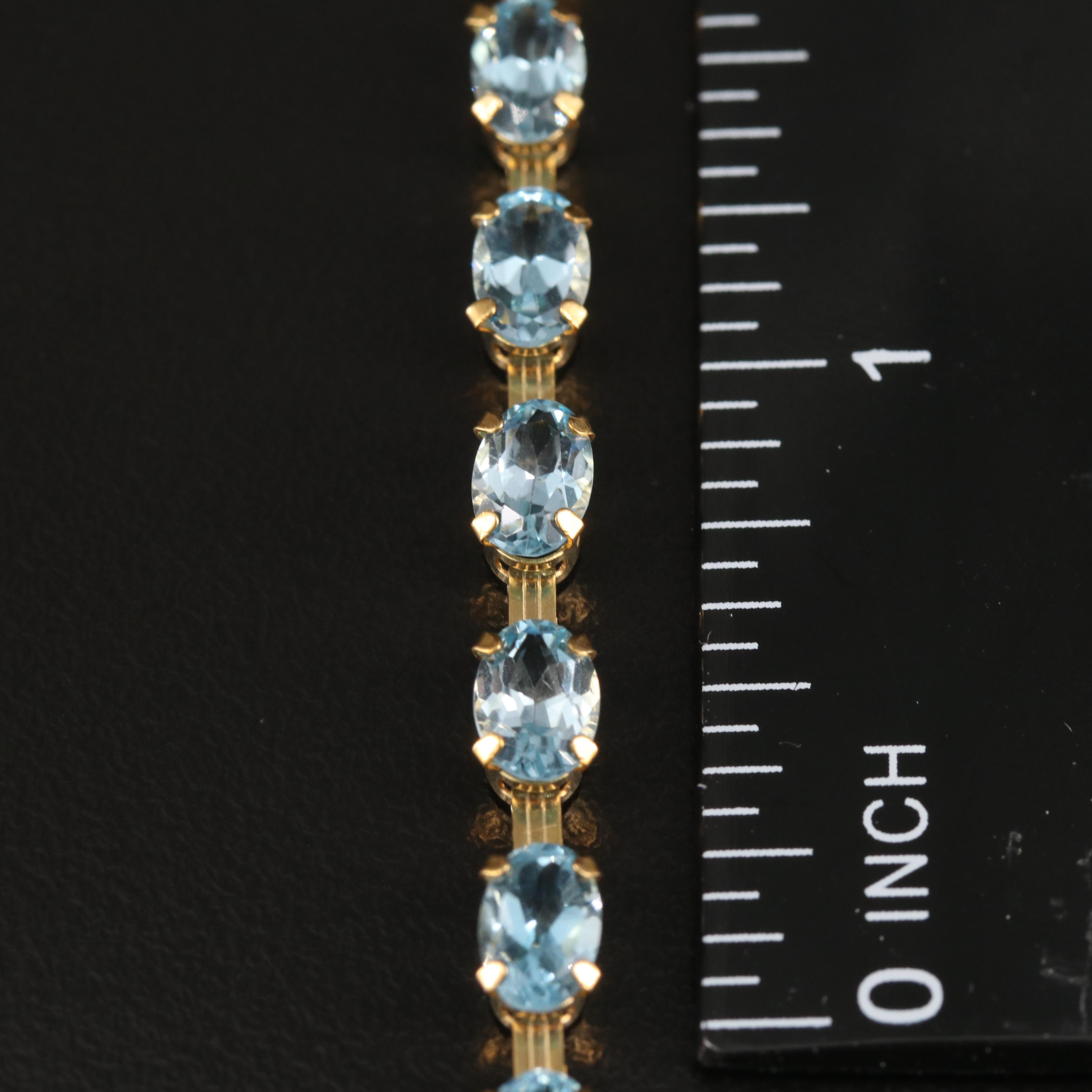 10K Swiss Blue Topaz Line Bracelet