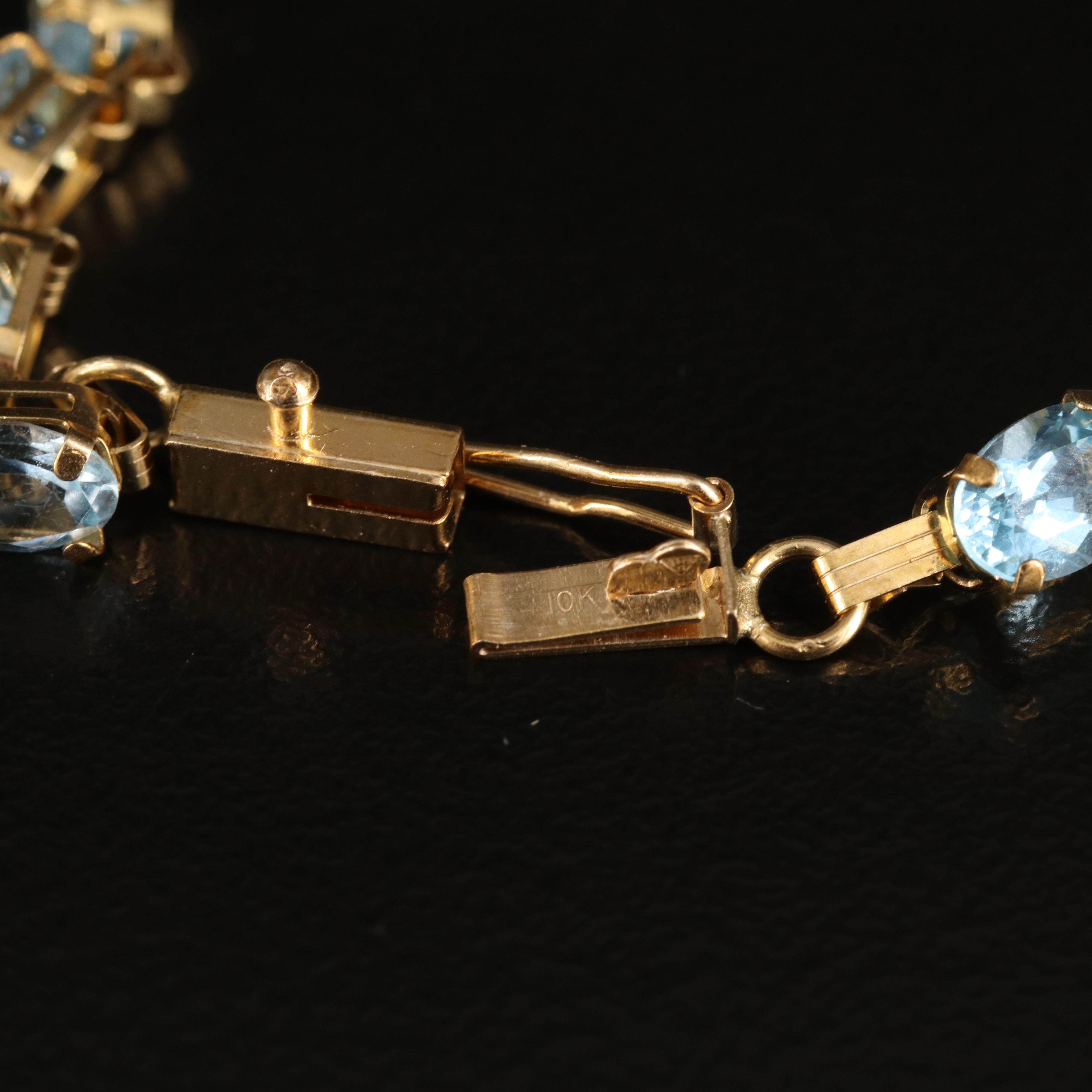 10K Swiss Blue Topaz Line Bracelet