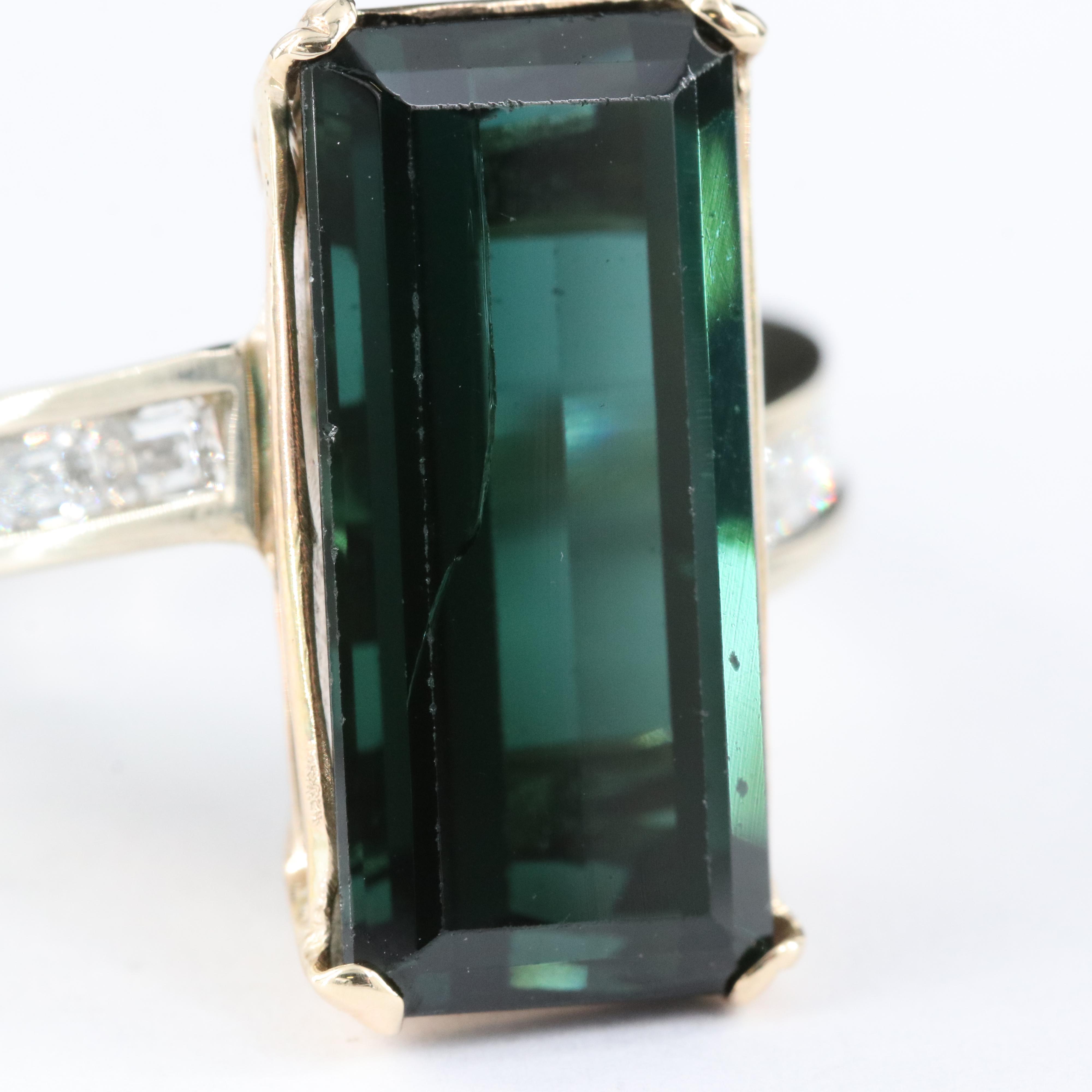 14K 8.93 CT Tourmaline and 1.04  CTW Diamond Ring