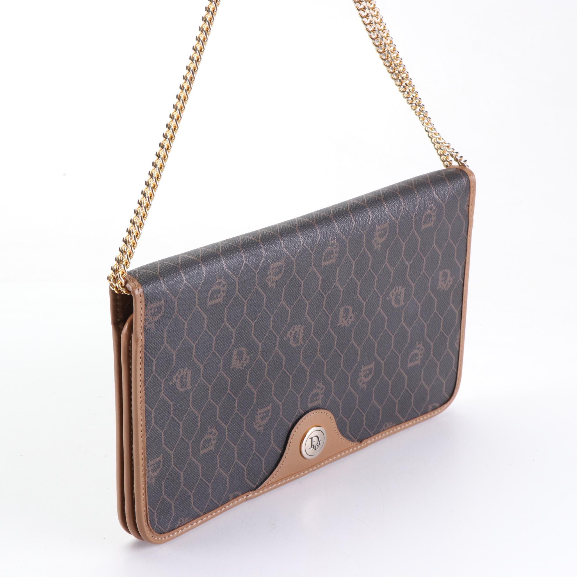 Christian Dior Shoulder Bag in Honeycomb Coated Canvas and Leather