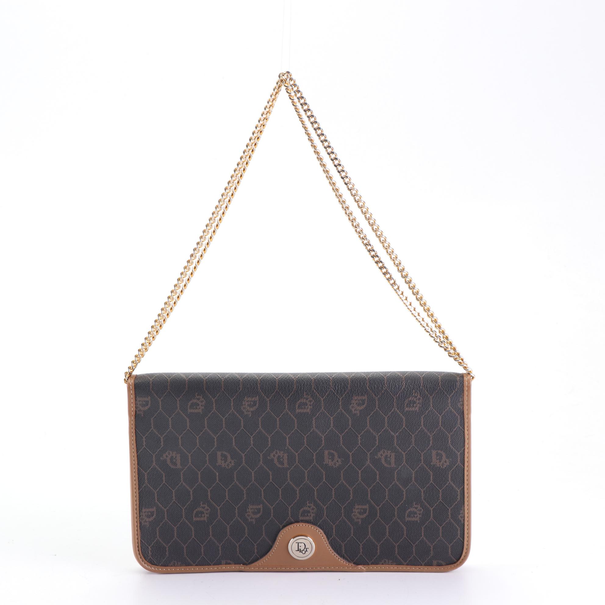 Christian Dior Shoulder Bag in Honeycomb Coated Canvas and Leather