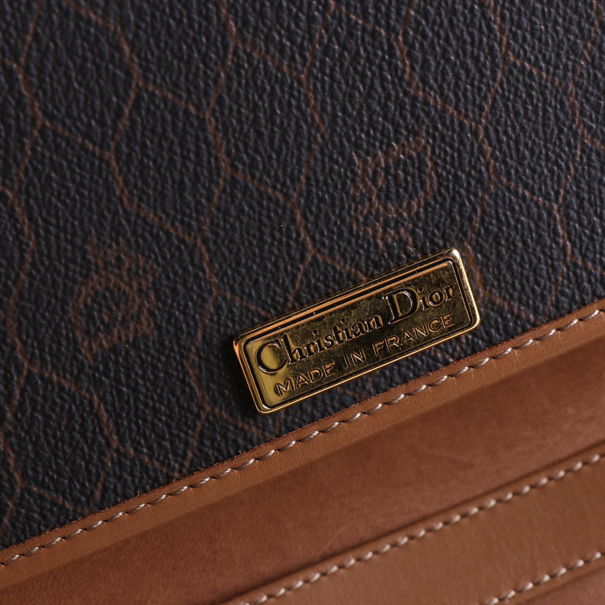 Christian Dior Shoulder Bag in Honeycomb Coated Canvas and Leather