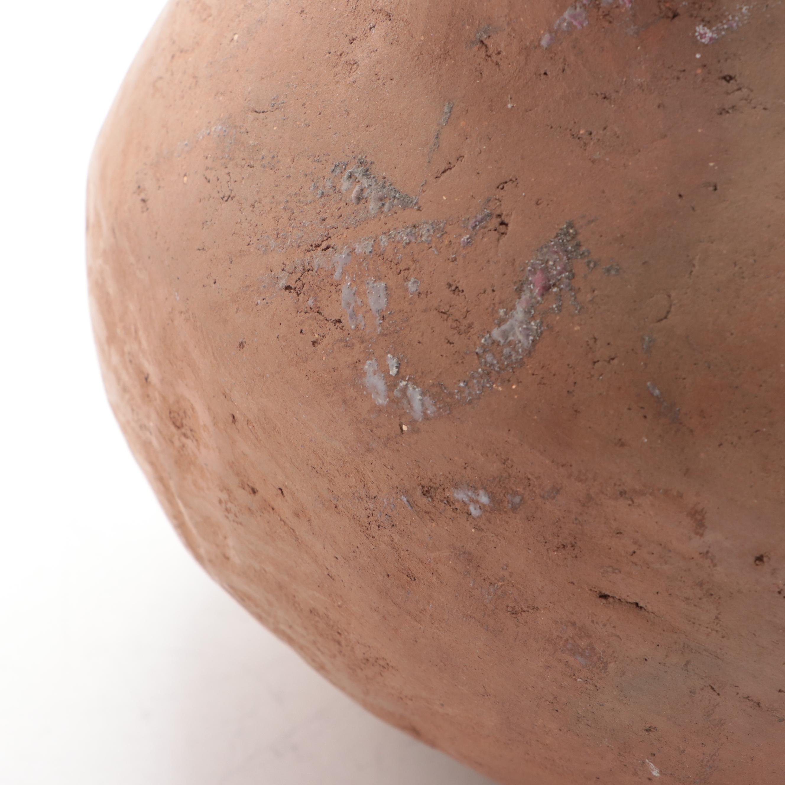 Double Spouted Earthenware Wedding Vase and Polychrome Carved Handled Bowl