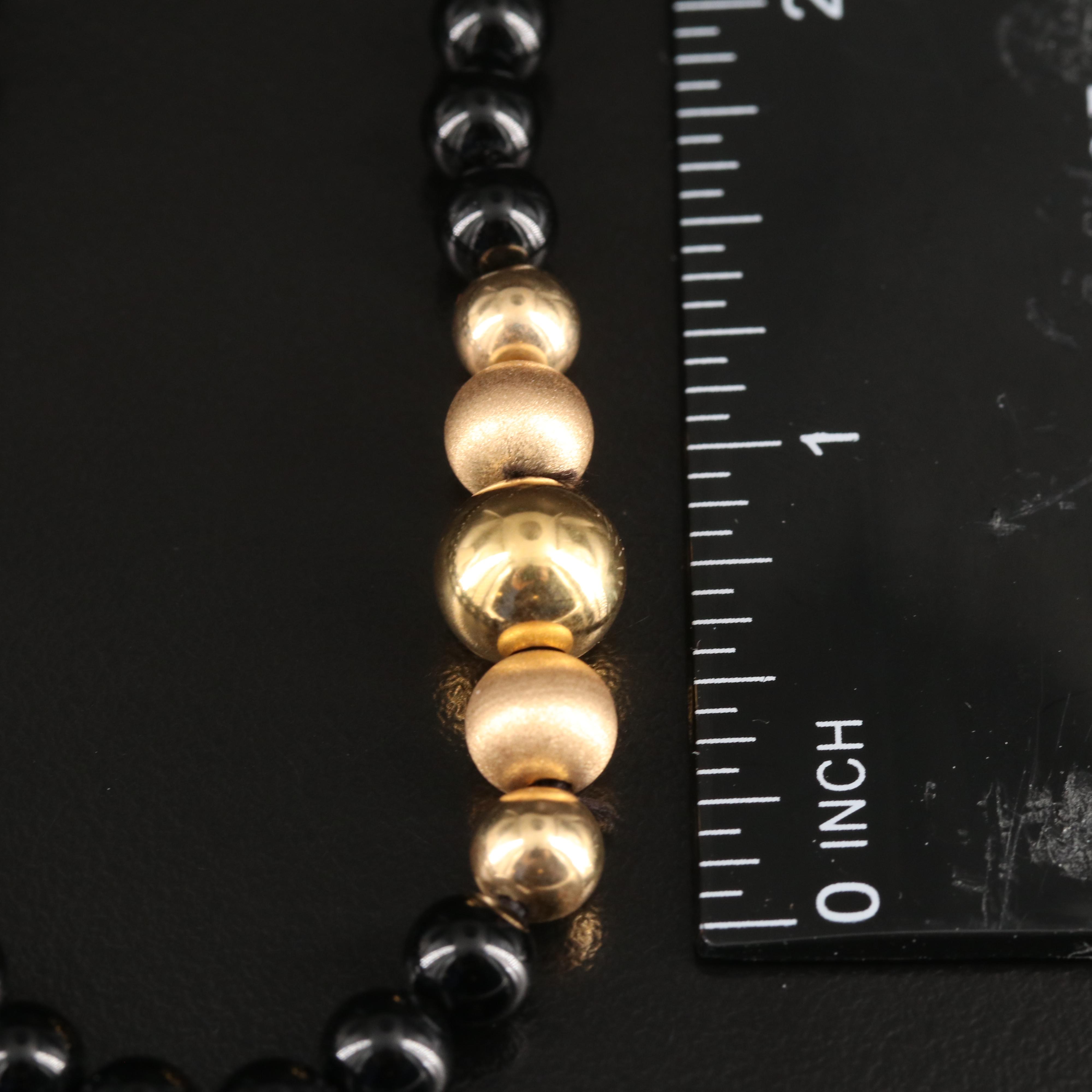 14K Black Onyx Beaded Necklace