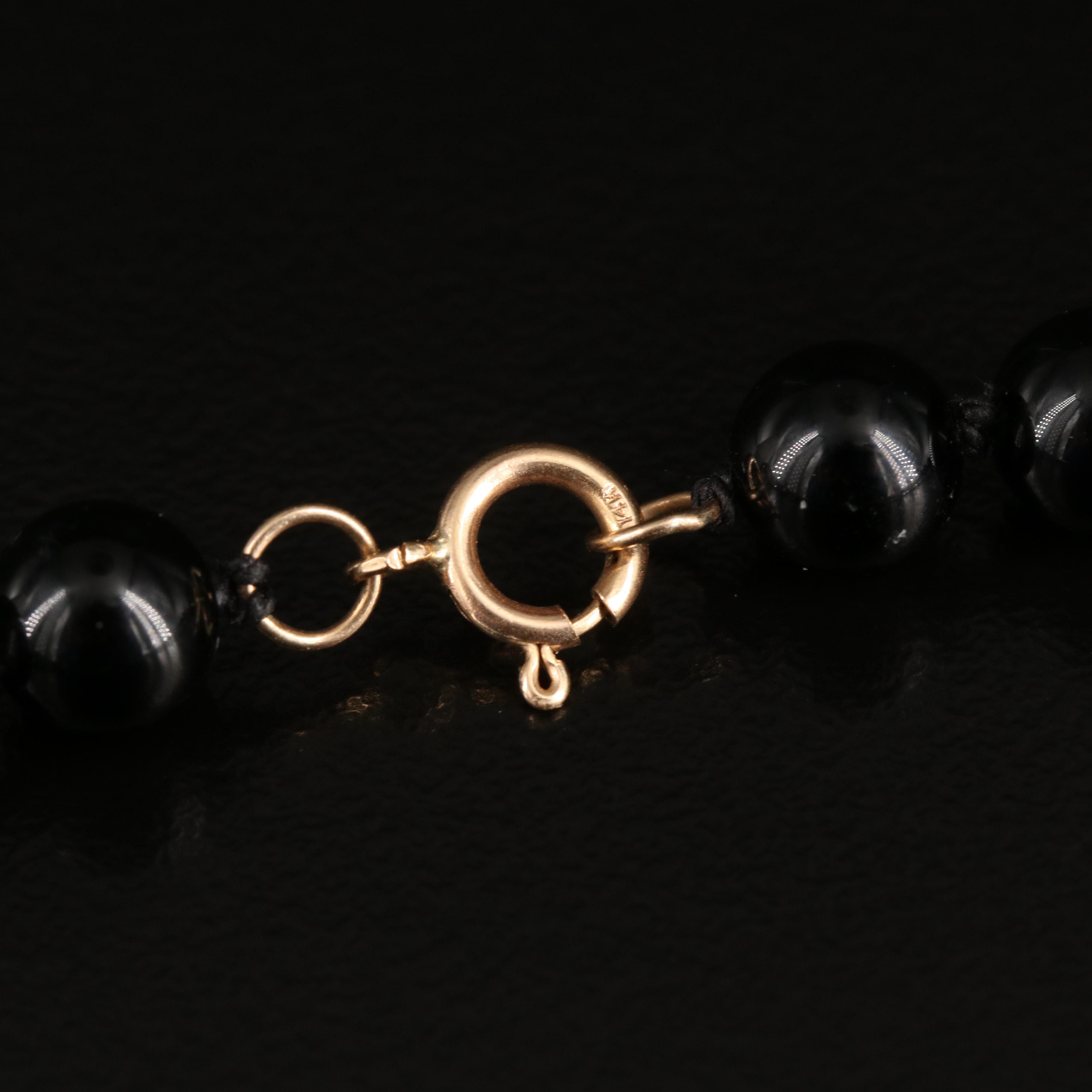 14K Black Onyx Beaded Necklace