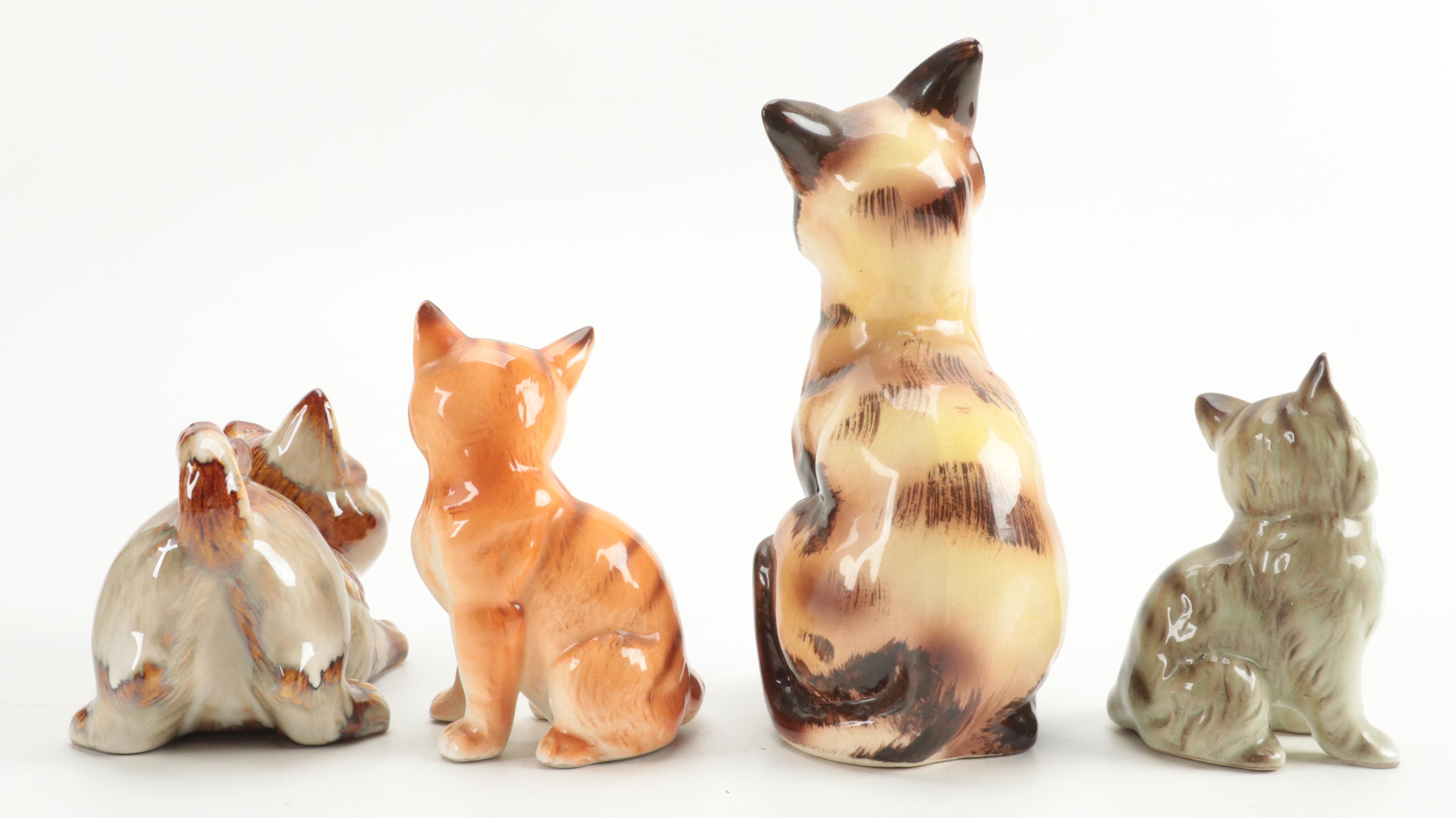 Brinns With Other Ceramic, Bone China, and Plastic Cat Figurines, Mid-20th C.