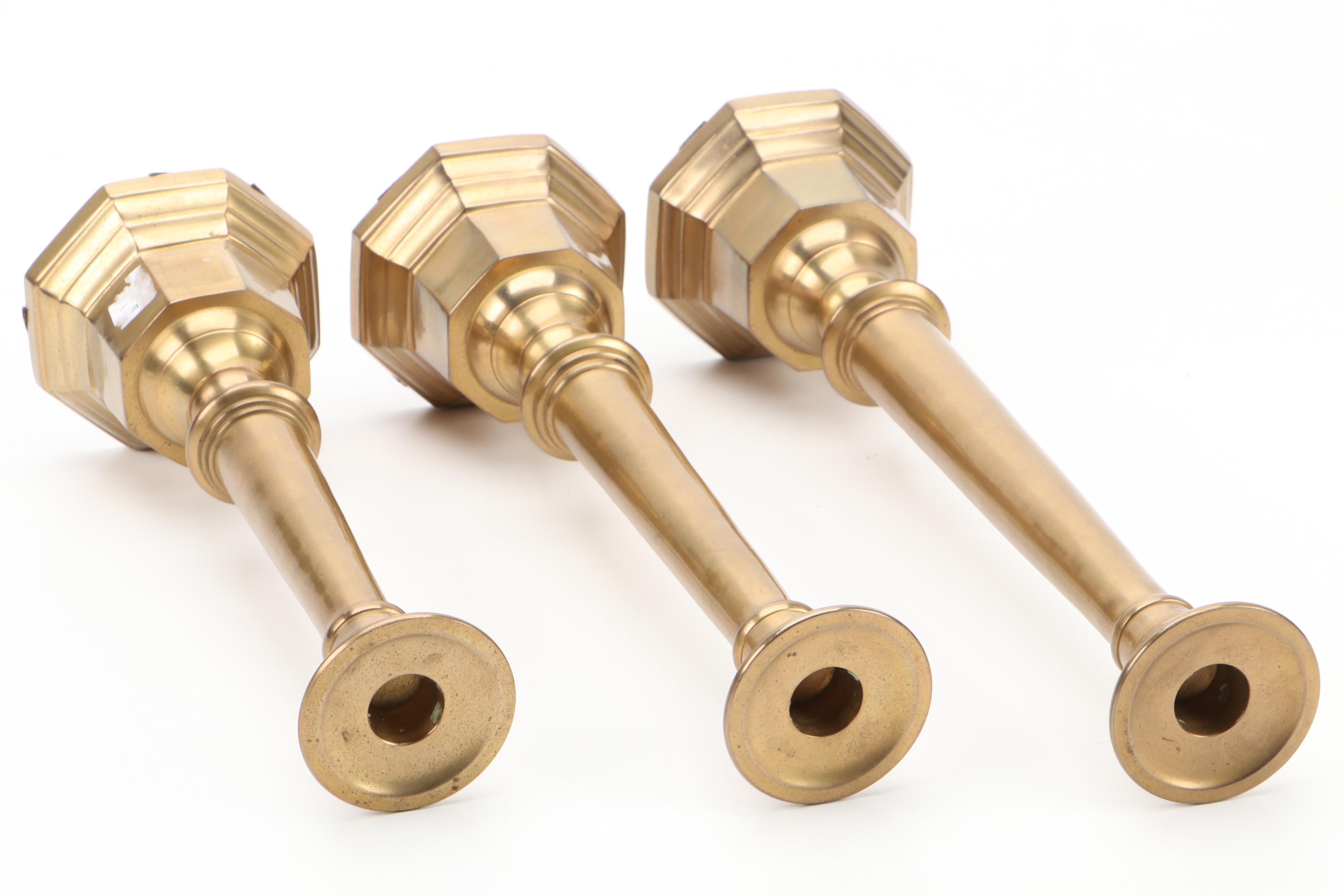 Indian Brass Graduating Column Candlestick Collection