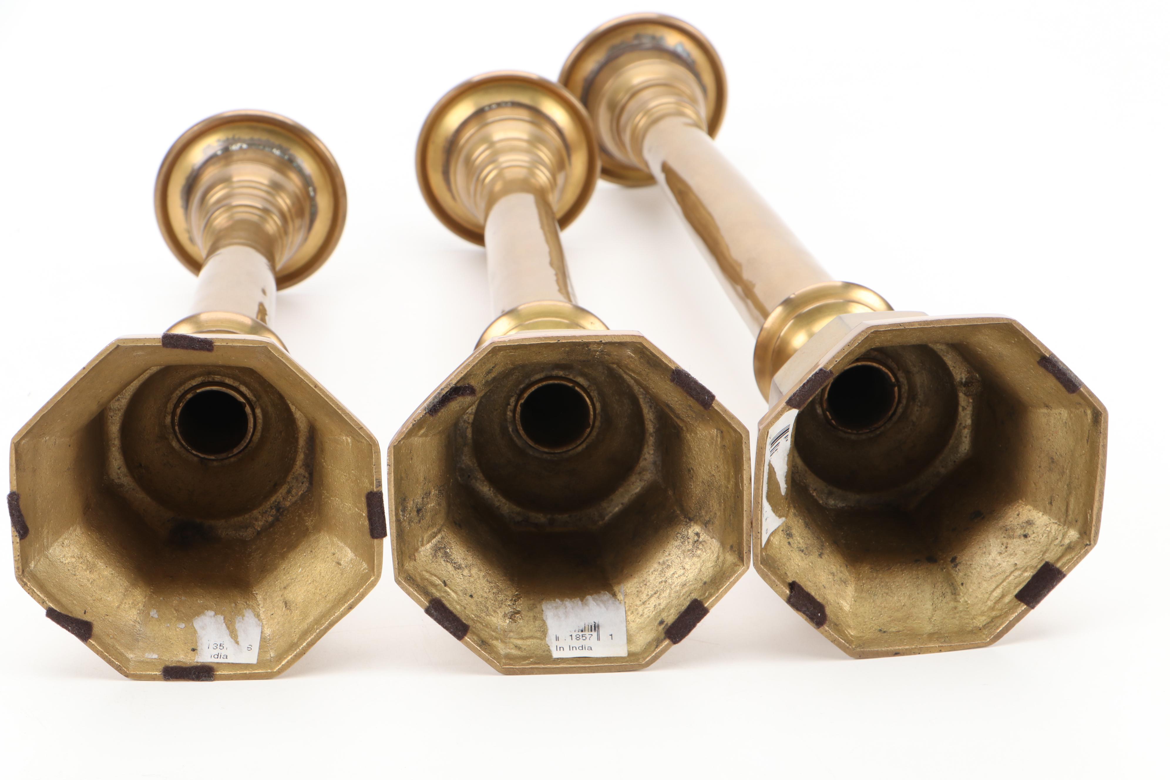 Indian Brass Graduating Column Candlestick Collection