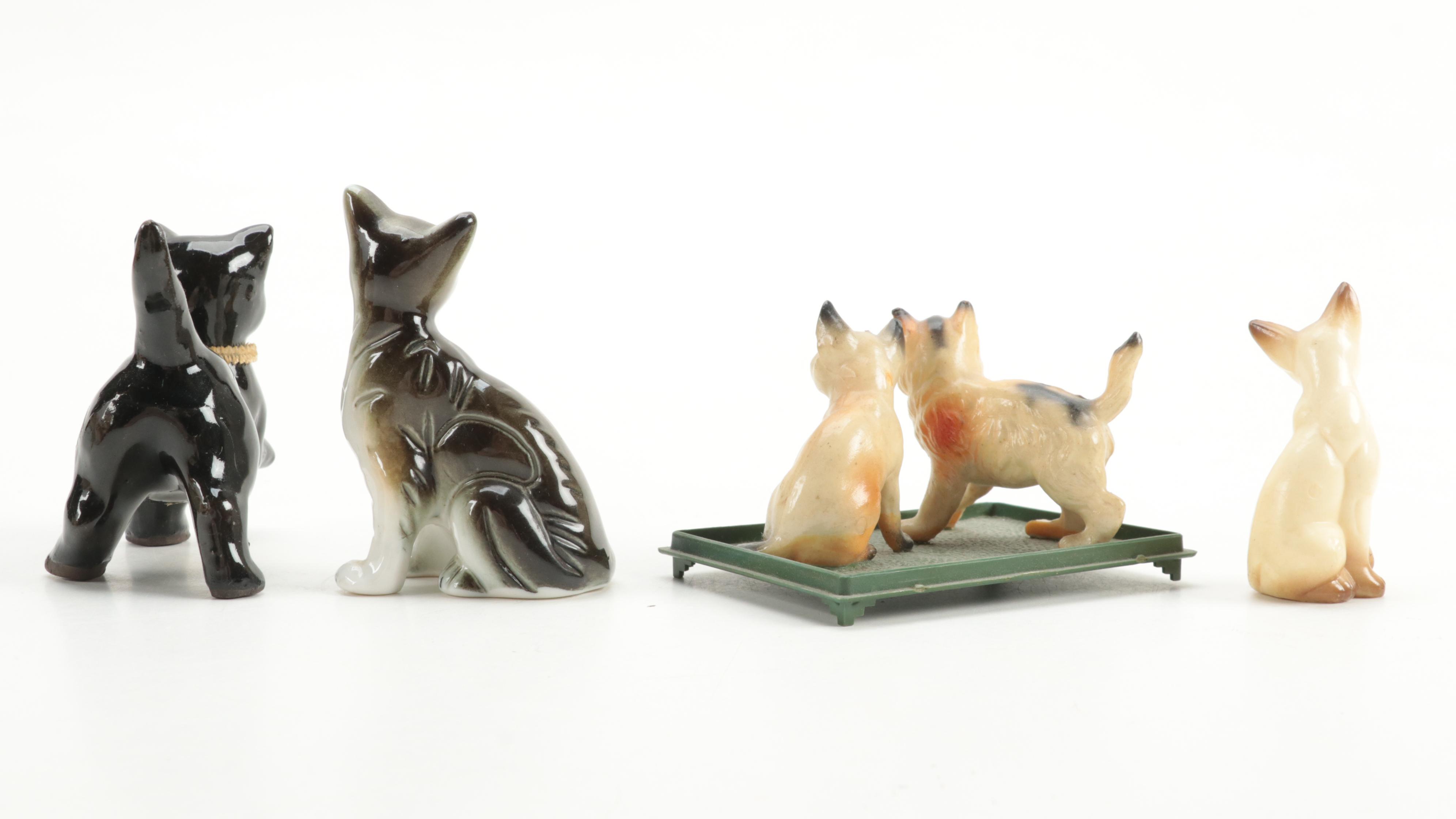 Brinns With Other Ceramic, Bone China, and Plastic Cat Figurines, Mid-20th C.