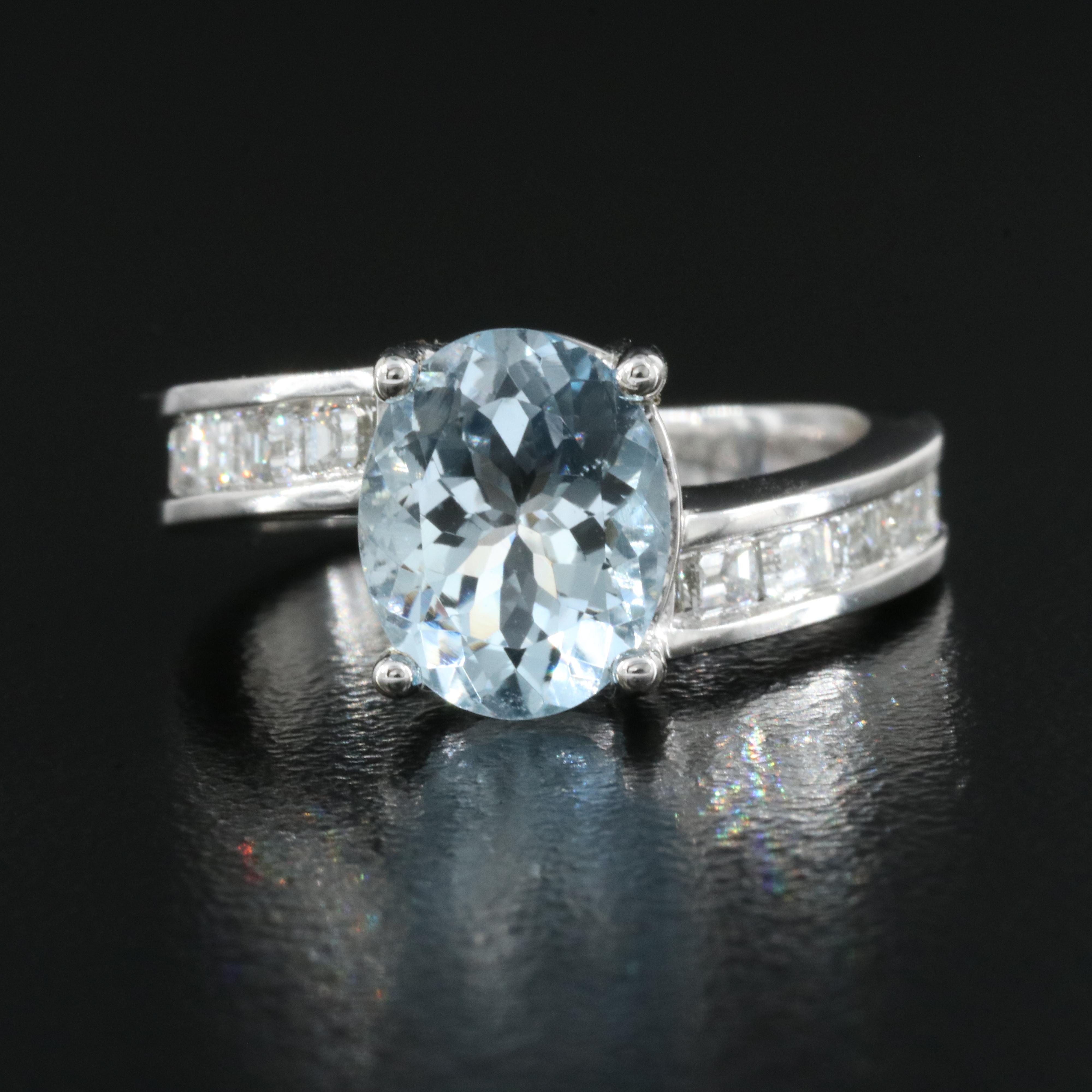 14K Aquamarine and 1.09 CTW Diamond Ring