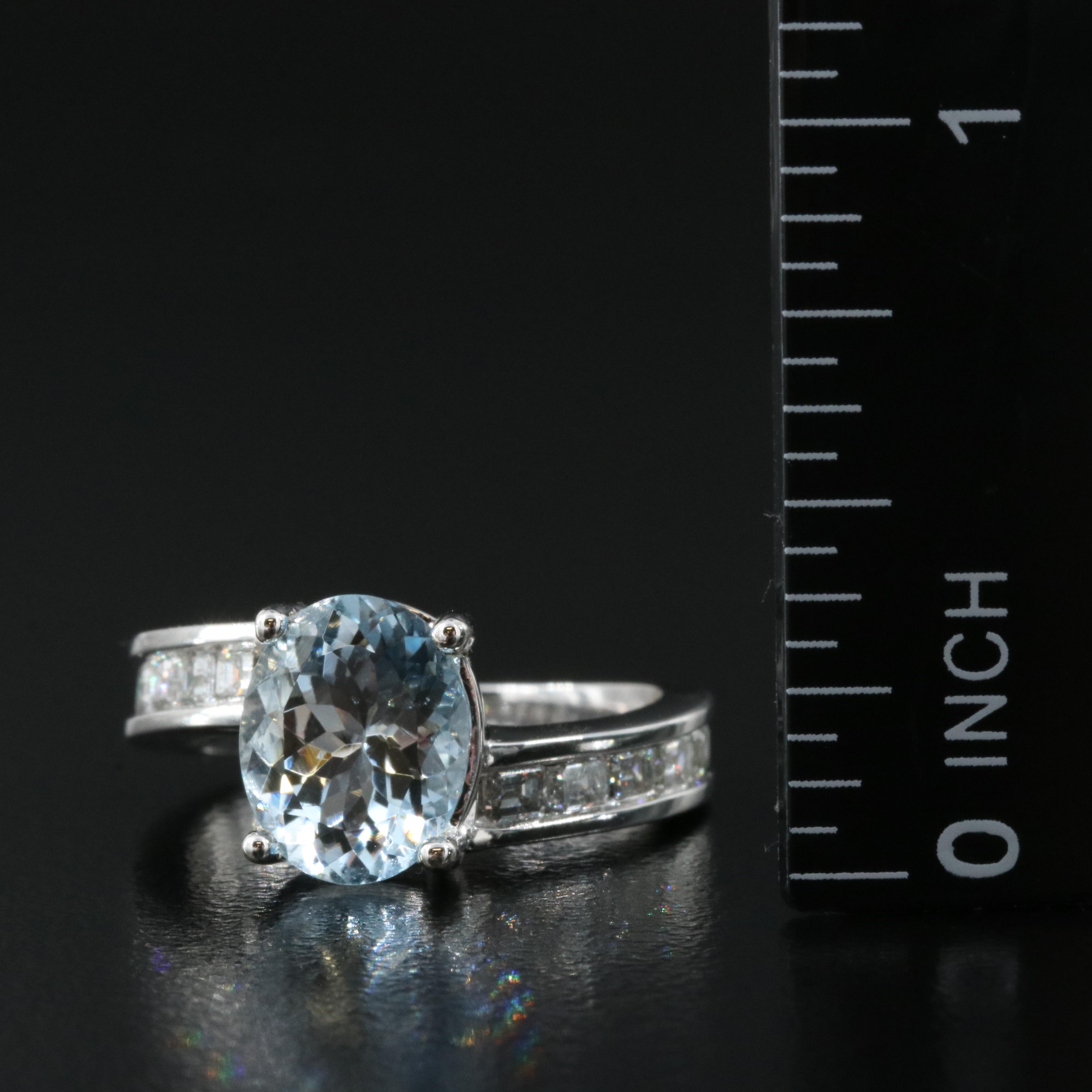 14K Aquamarine and 1.09 CTW Diamond Ring