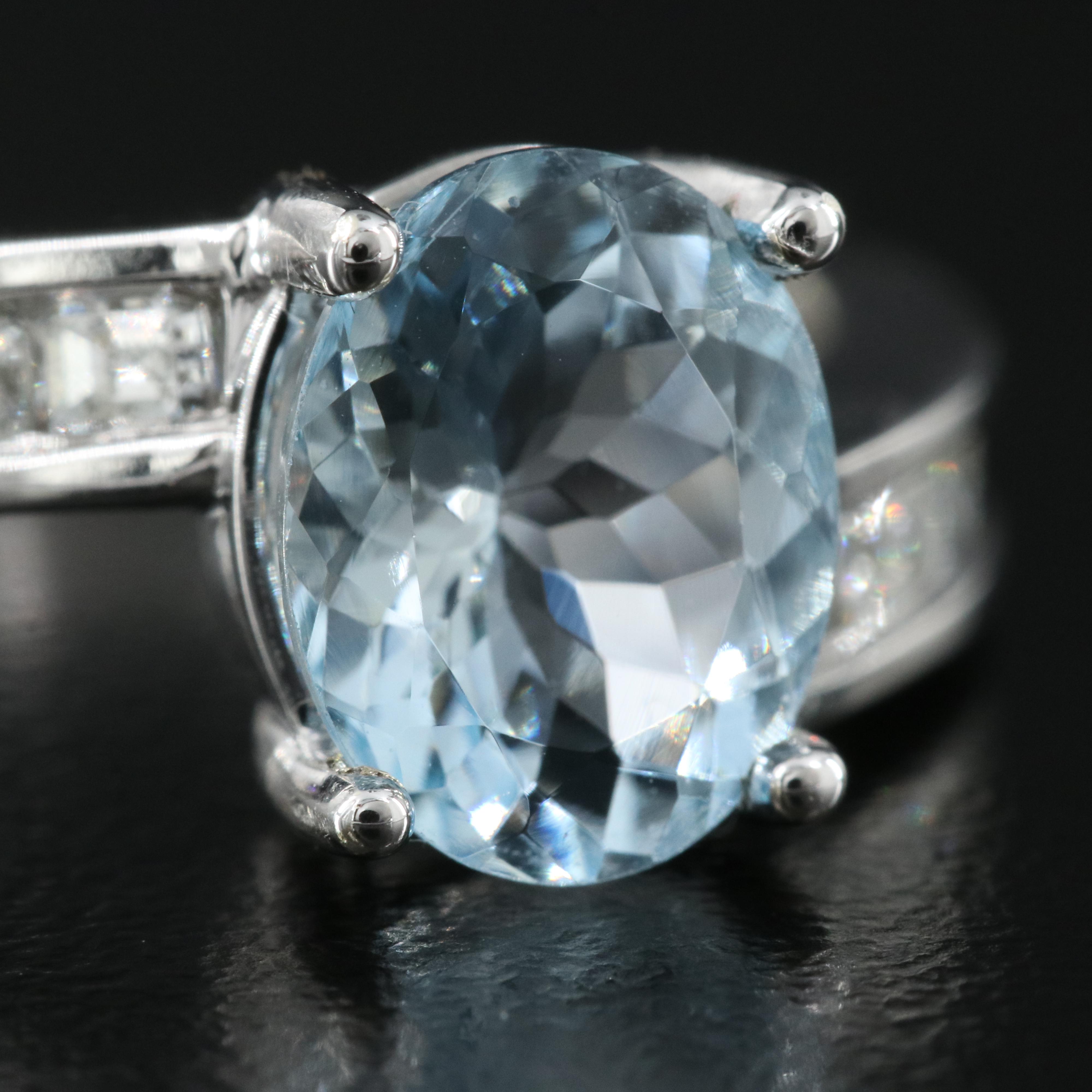 14K Aquamarine and 1.09 CTW Diamond Ring