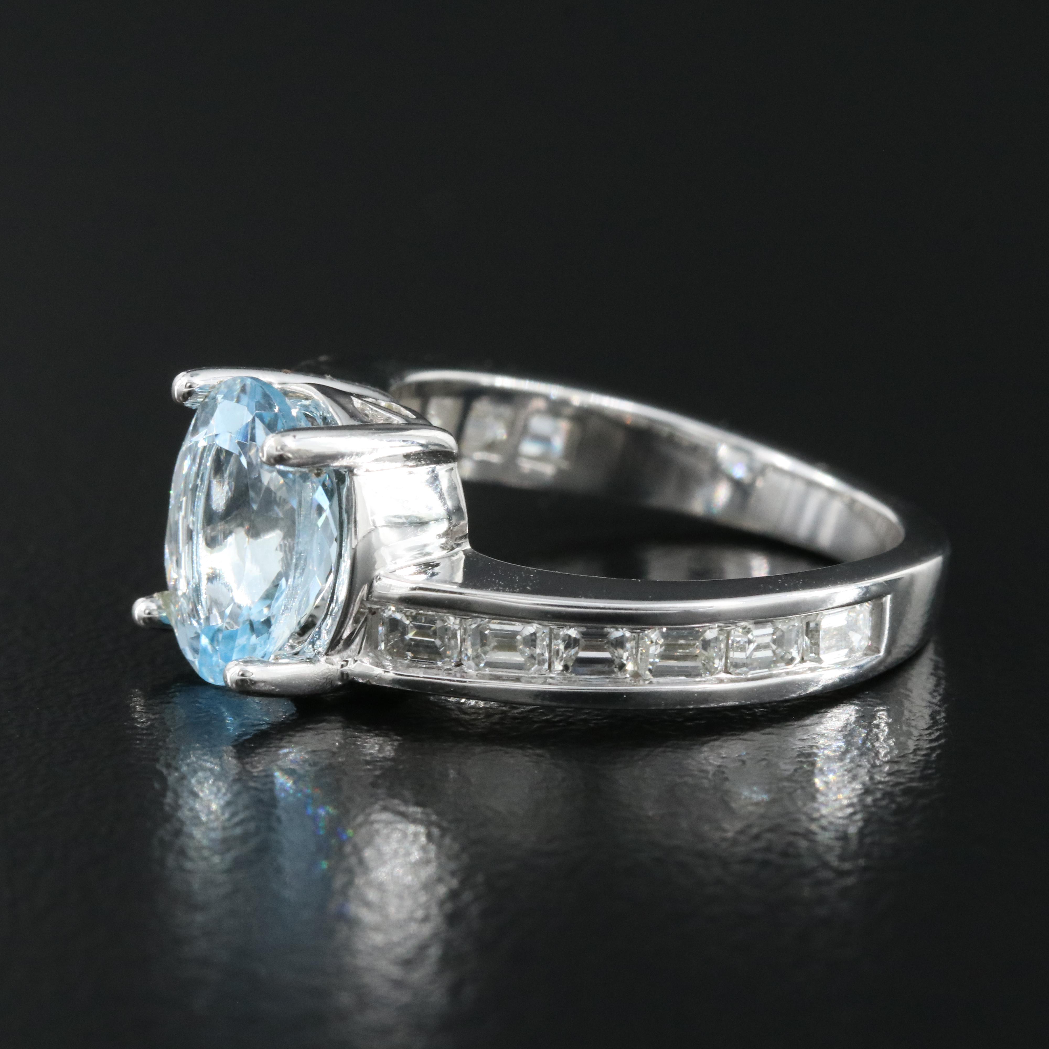 14K Aquamarine and 1.09 CTW Diamond Ring