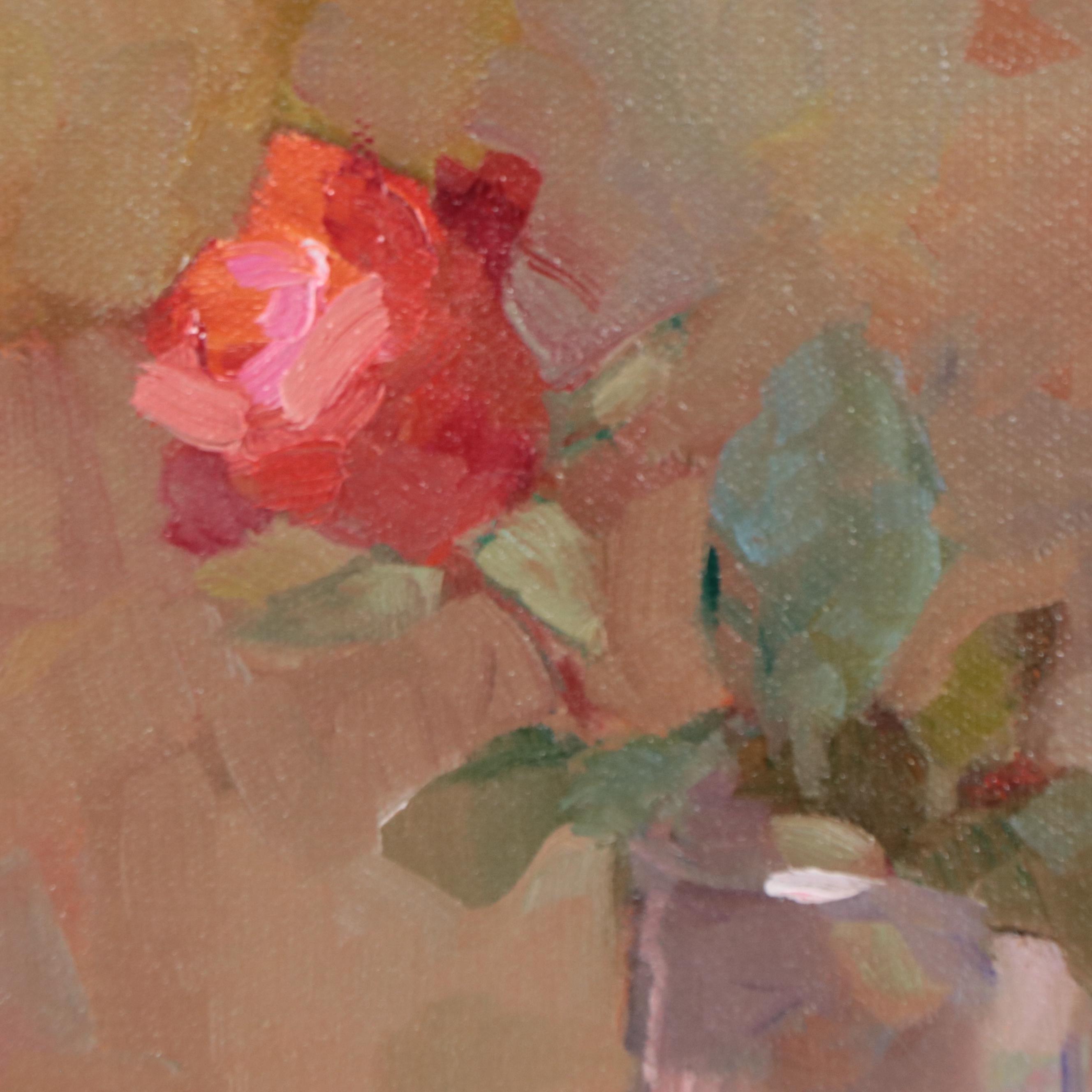 Sally Rosenbaum Still Life Oil Painting of Rose, 21st Century