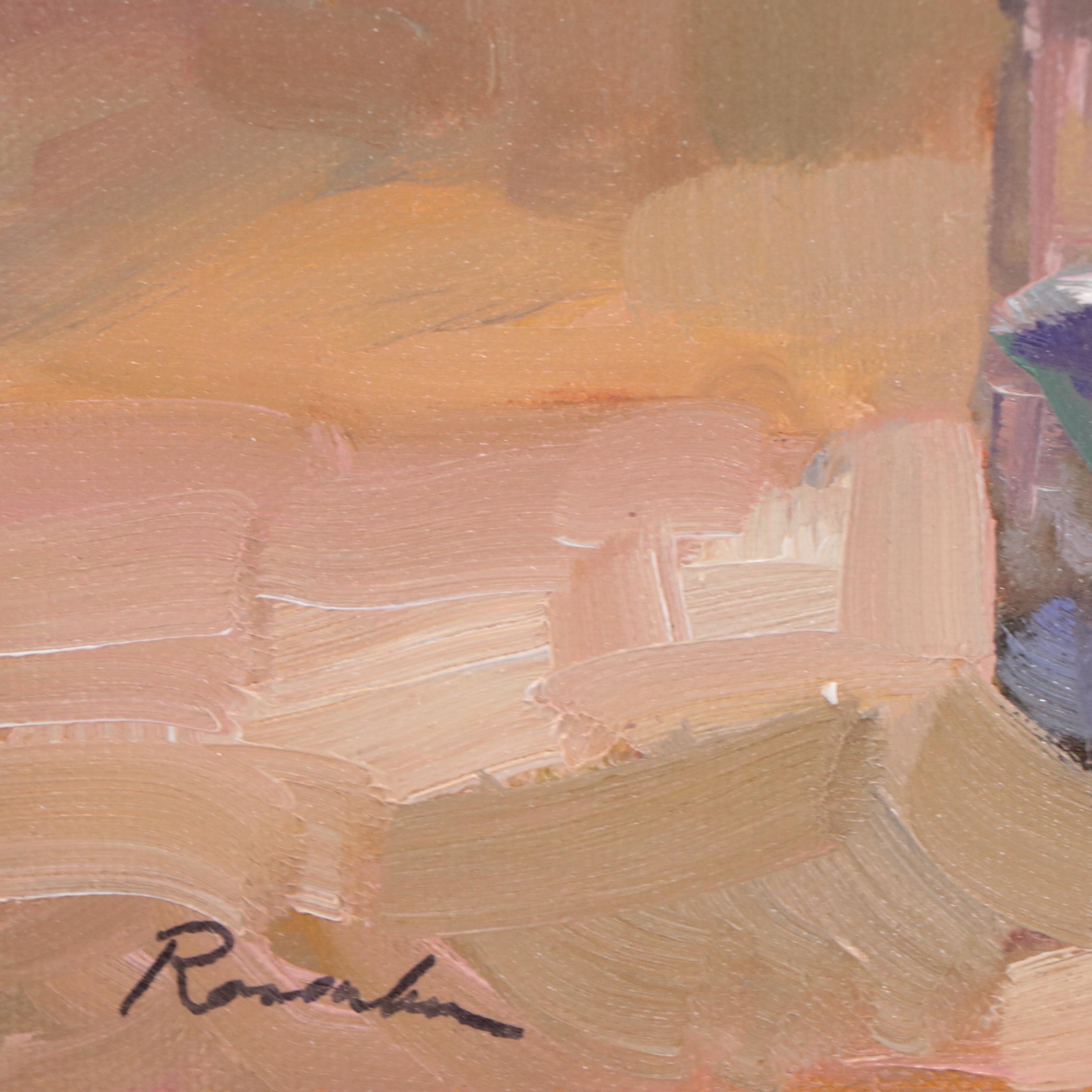 Sally Rosenbaum Still Life Oil Painting of Rose, 21st Century