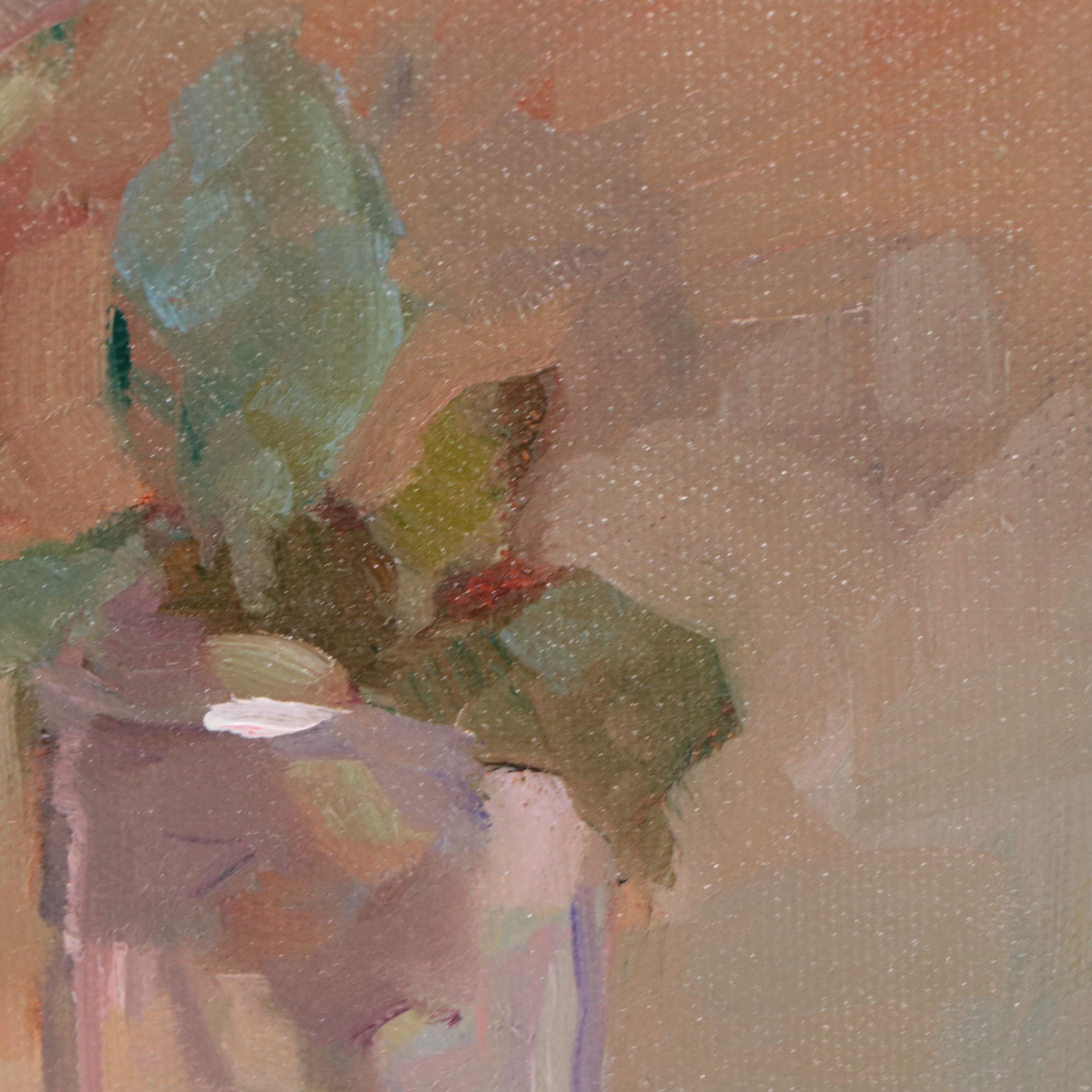 Sally Rosenbaum Still Life Oil Painting of Rose, 21st Century