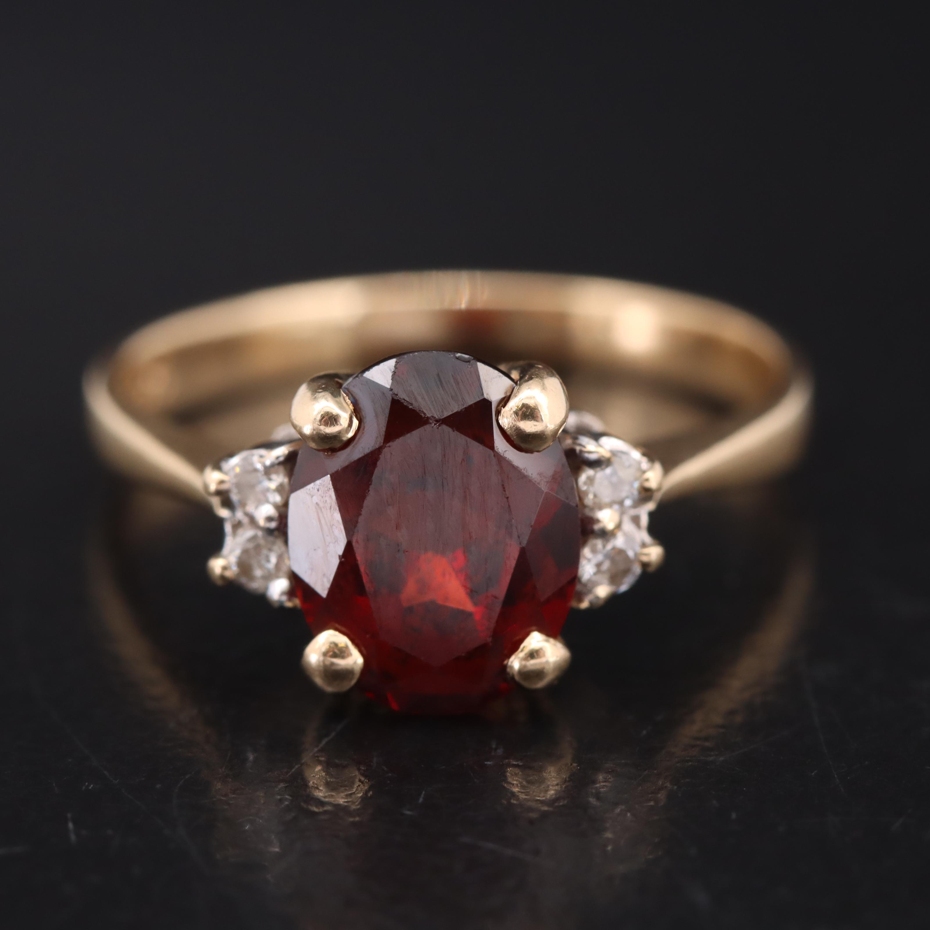 14K Garnet and Diamond Ring