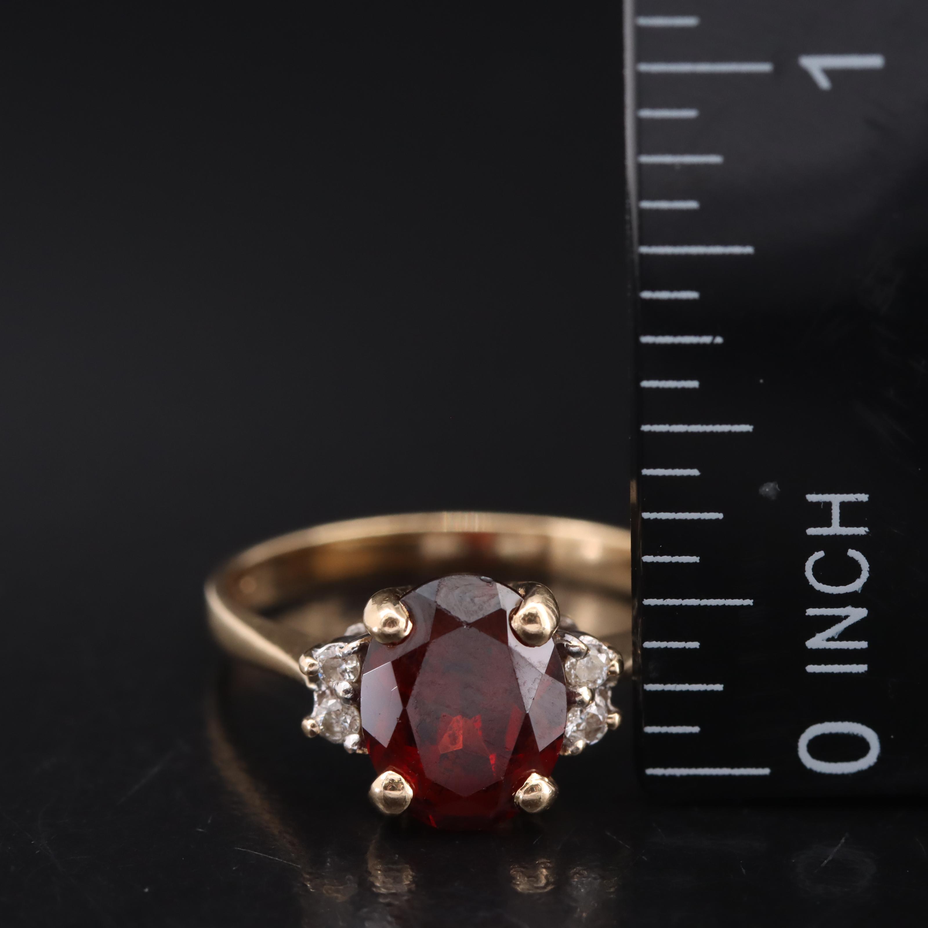 14K Garnet and Diamond Ring