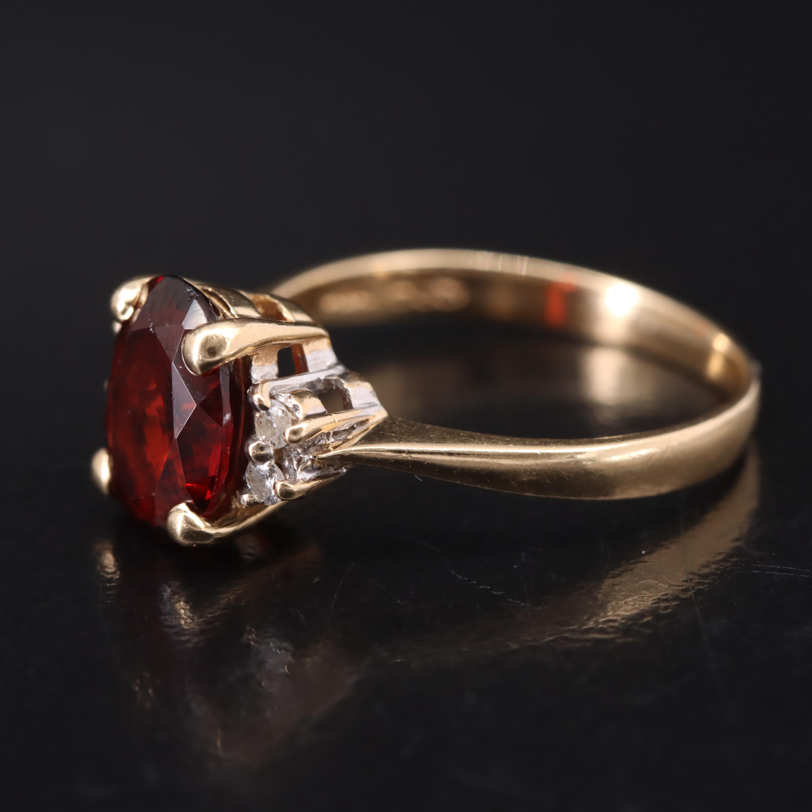 14K Garnet and Diamond Ring