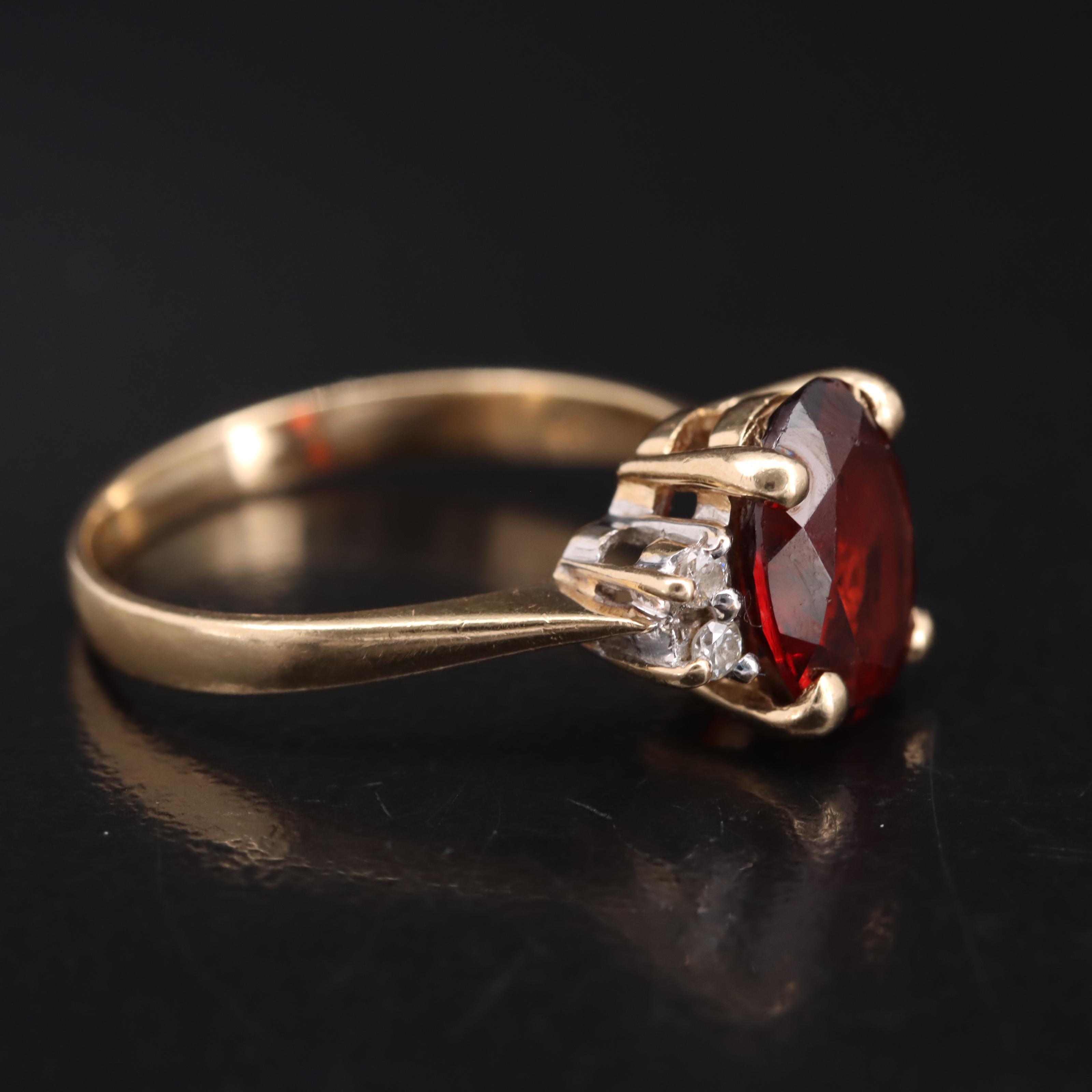 14K Garnet and Diamond Ring