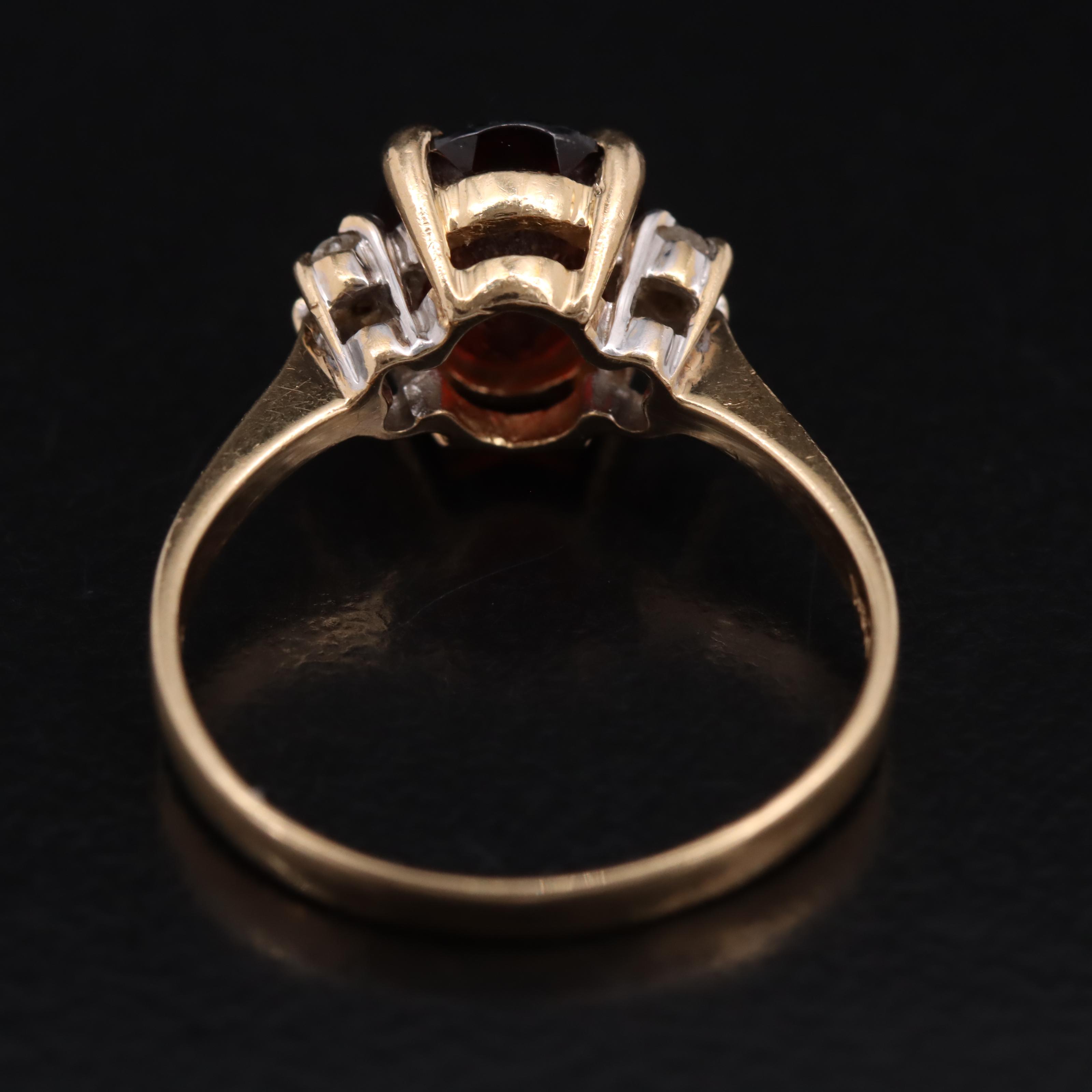 14K Garnet and Diamond Ring
