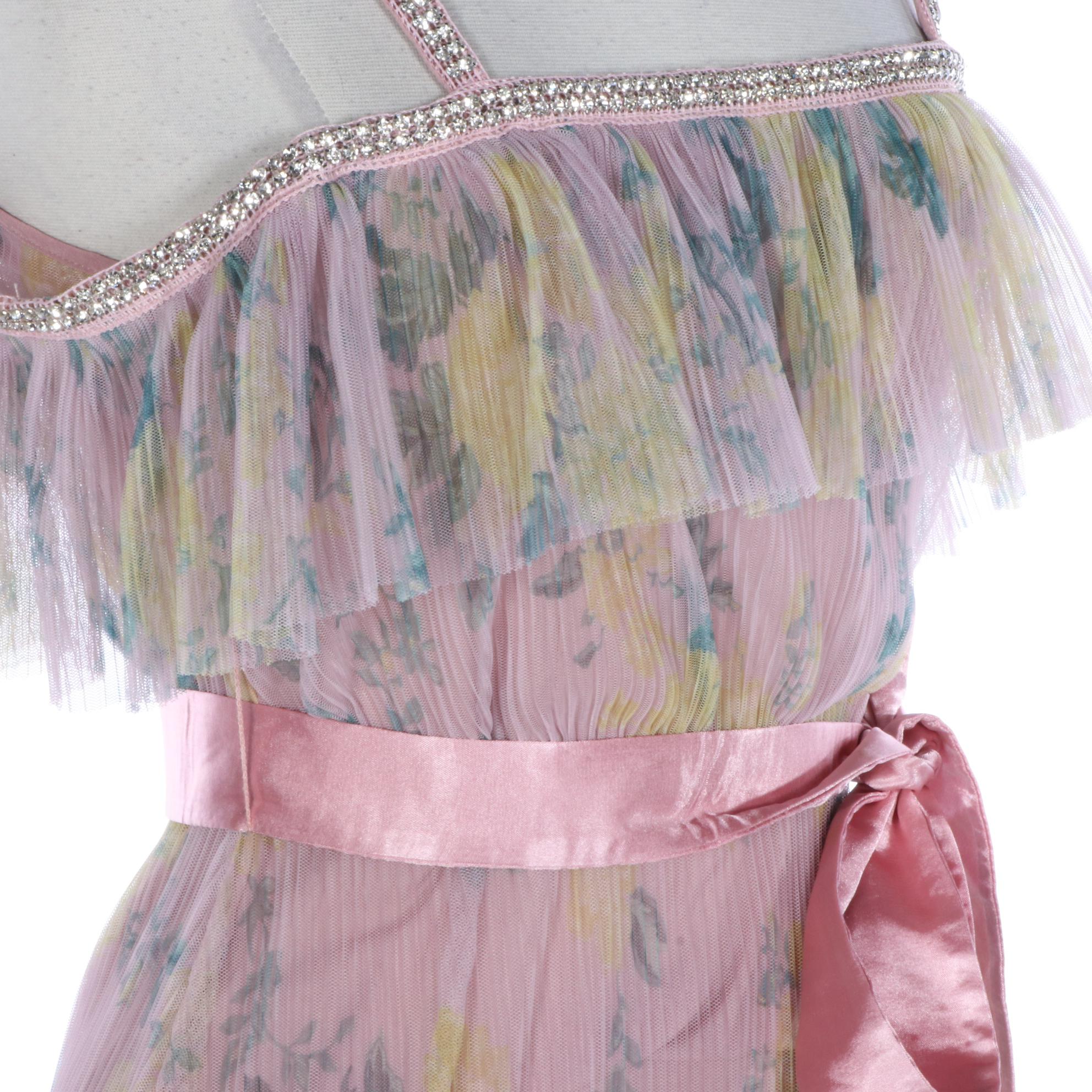 Coast x Norman Hartnell Ruffle Dress with Rhinestone Trim, New with Tag