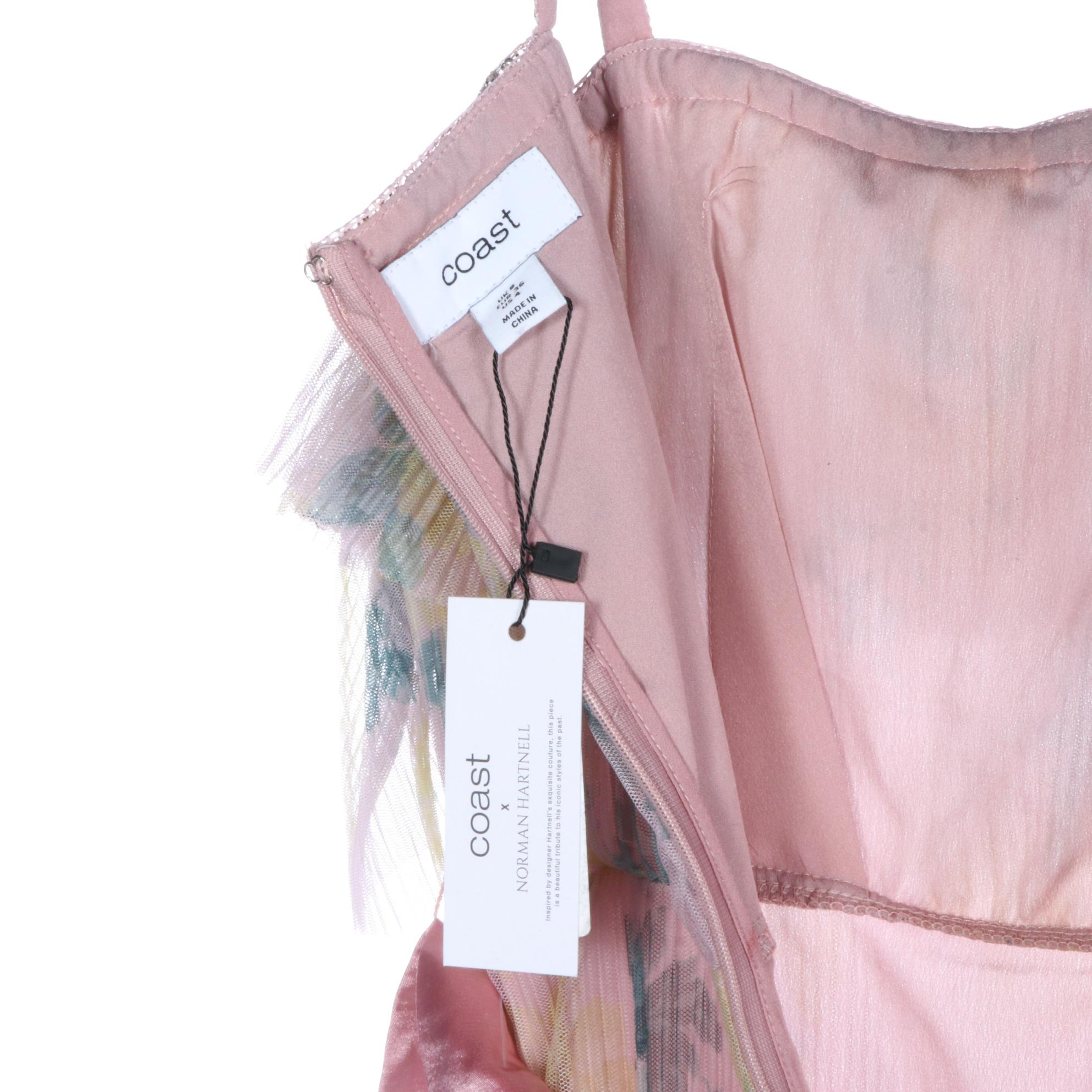 Coast x Norman Hartnell Ruffle Dress with Rhinestone Trim, New with Tag