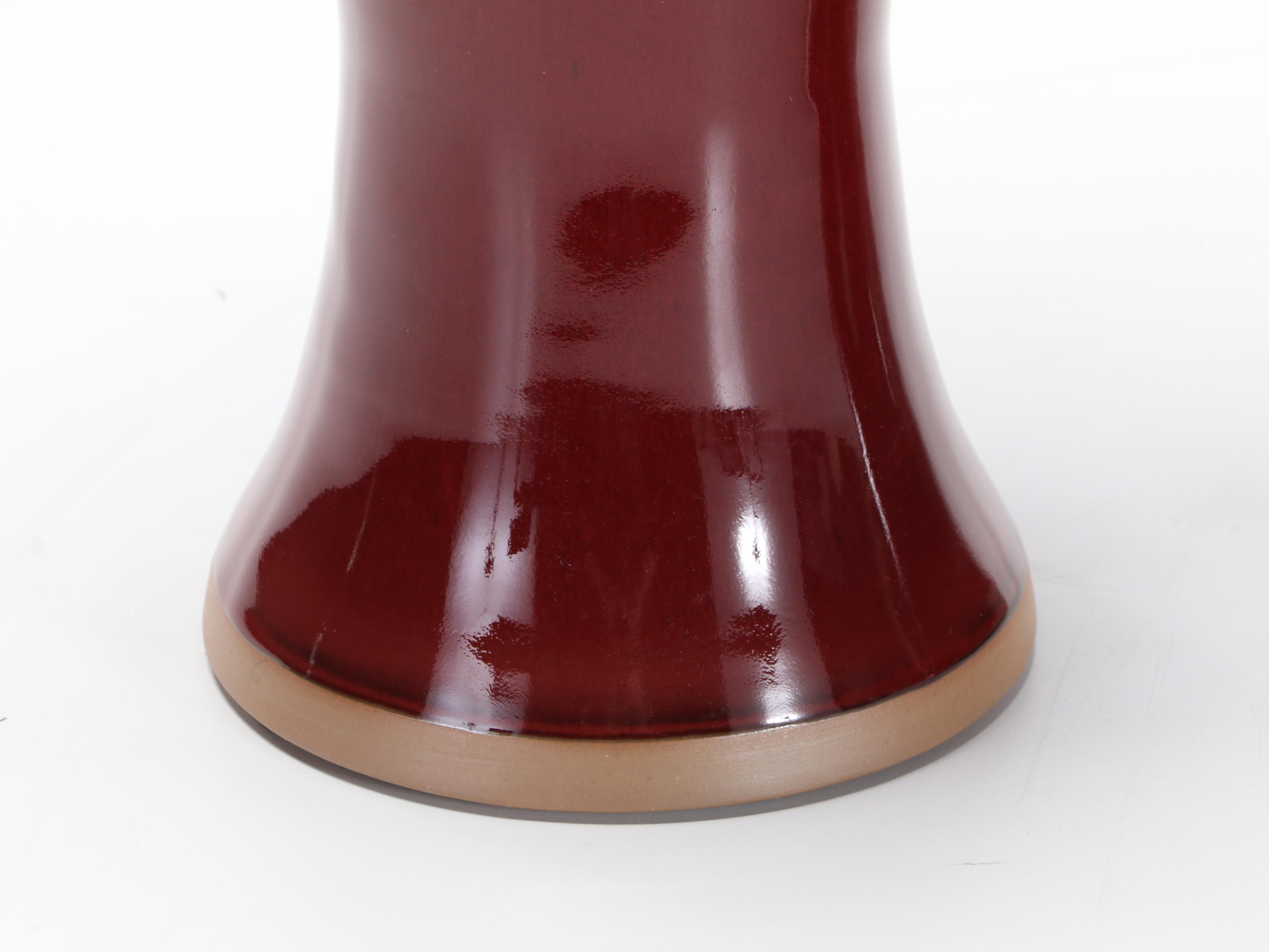 Pair of Chinese Sang de Boeuf Glazed Meiping Vases