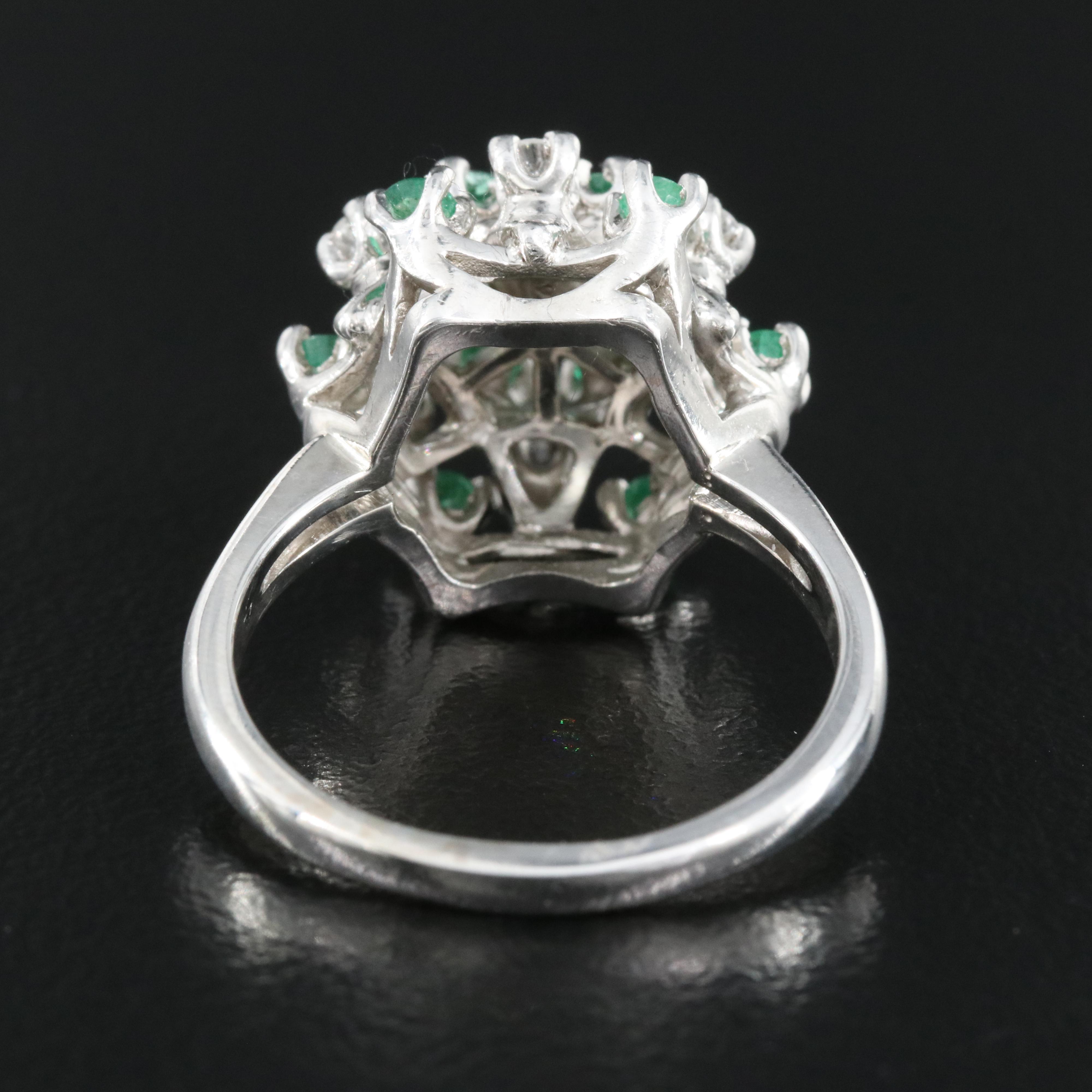 14K 0.36 CTW Diamond and Emerald Cluster Ring