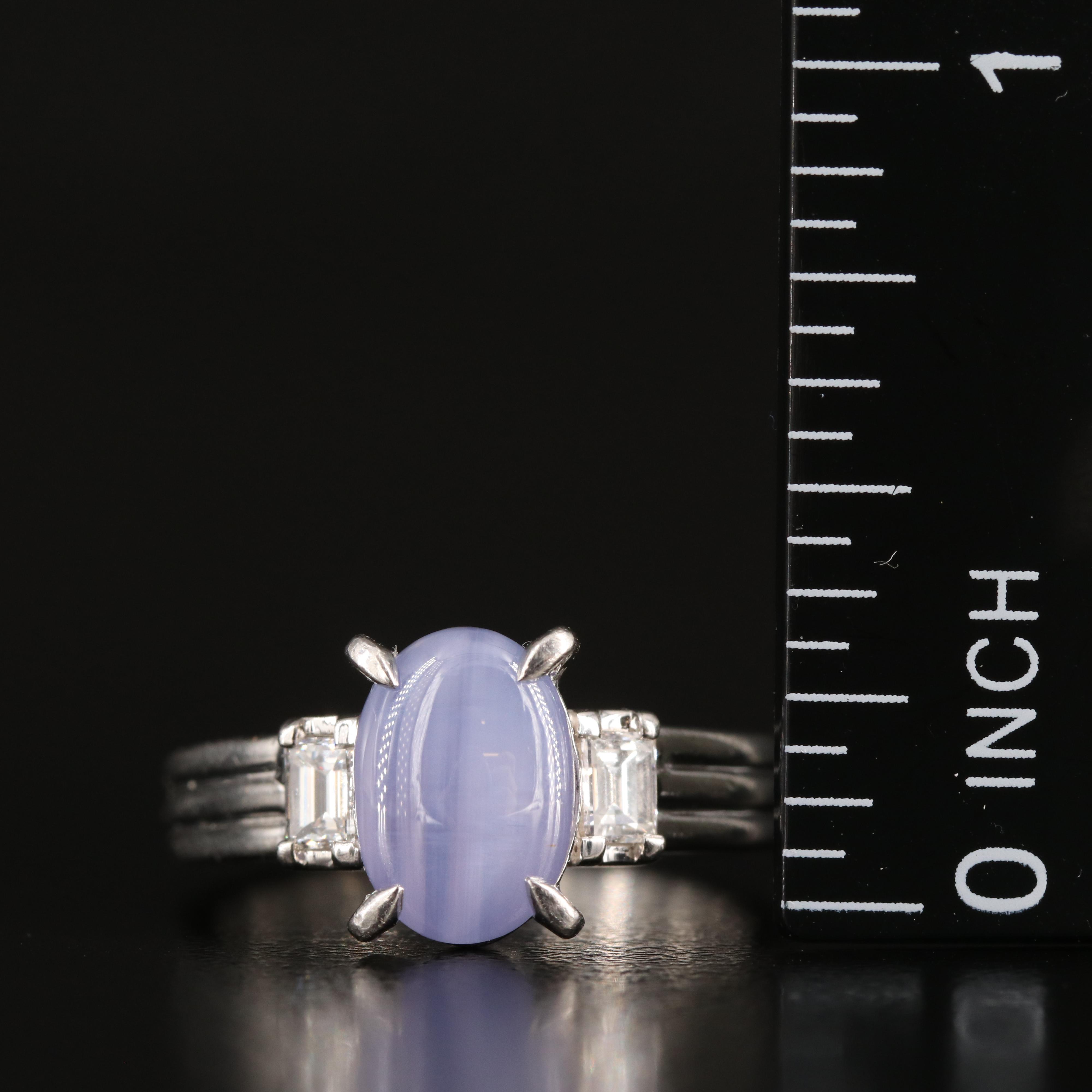 Platinum 4.20 CT Star Sapphire and Diamond Ring