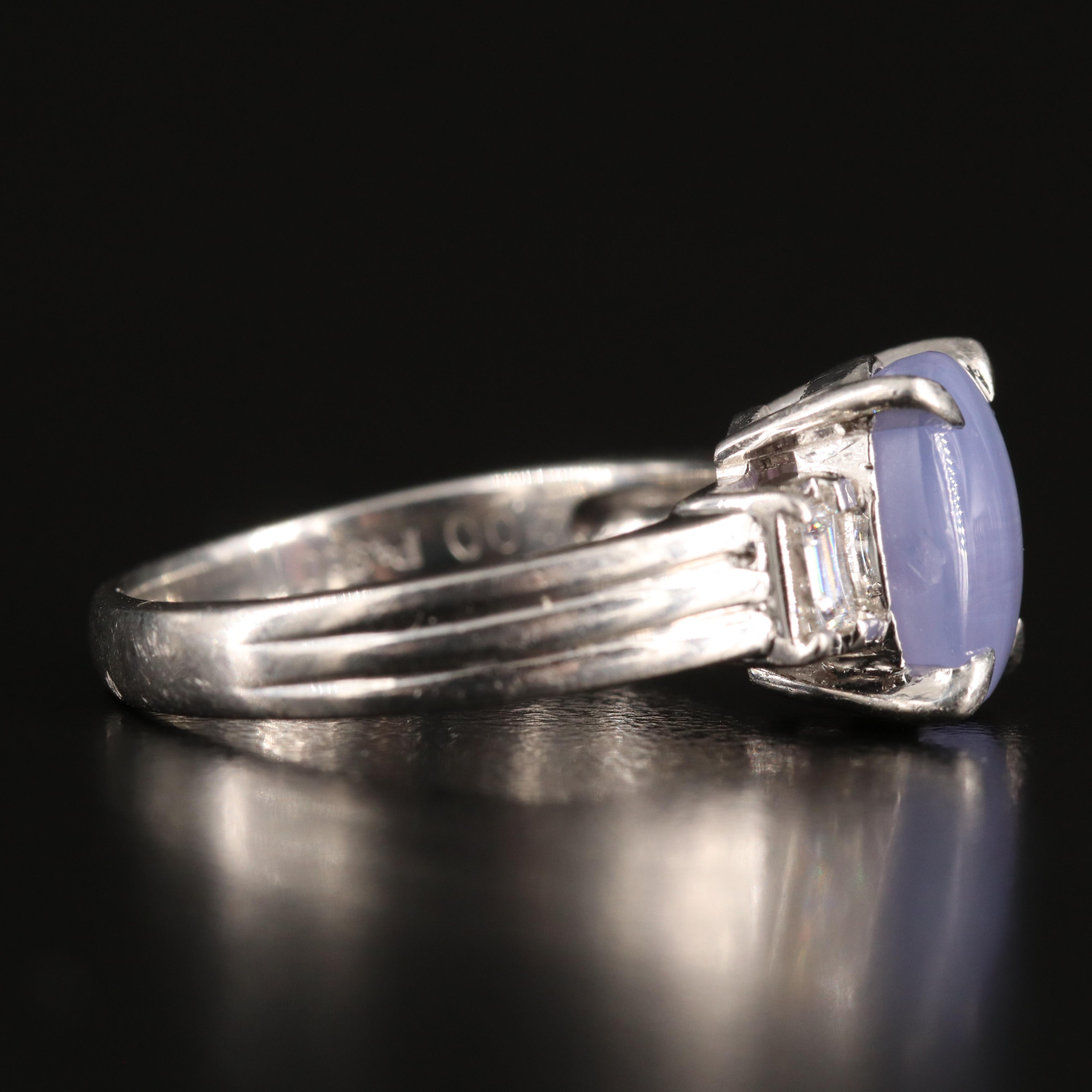 Platinum 4.20 CT Star Sapphire and Diamond Ring