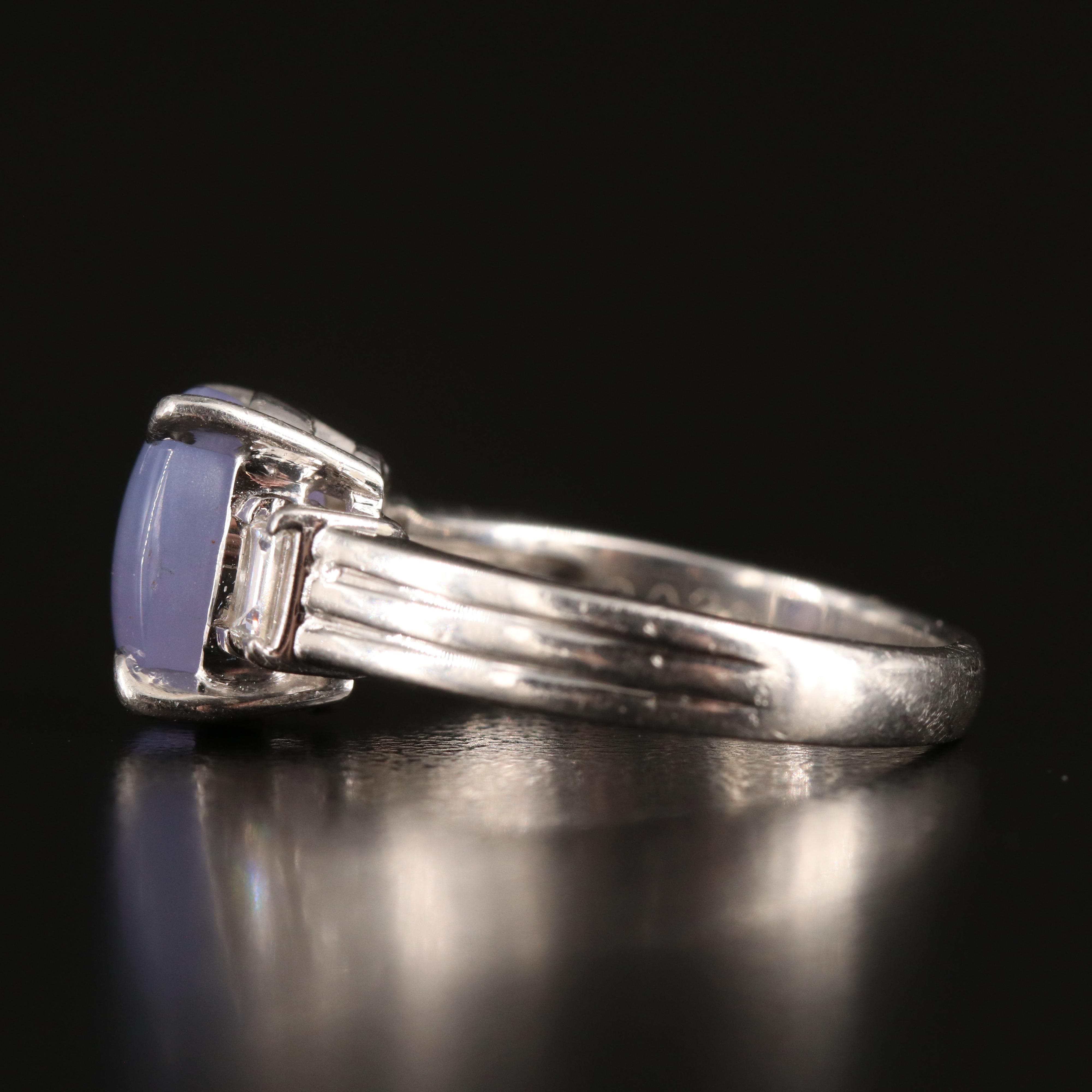 Platinum 4.20 CT Star Sapphire and Diamond Ring