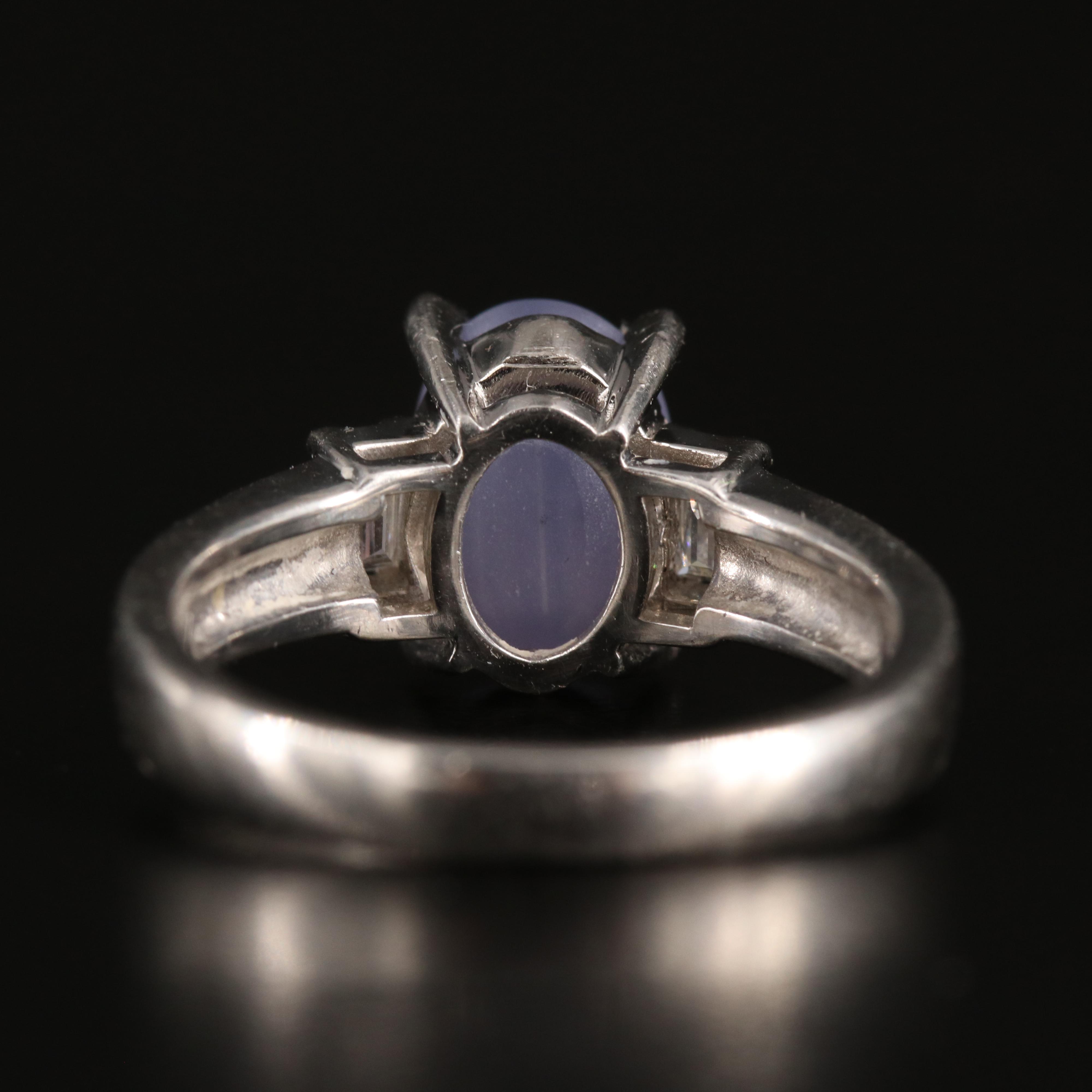 Platinum 4.20 CT Star Sapphire and Diamond Ring